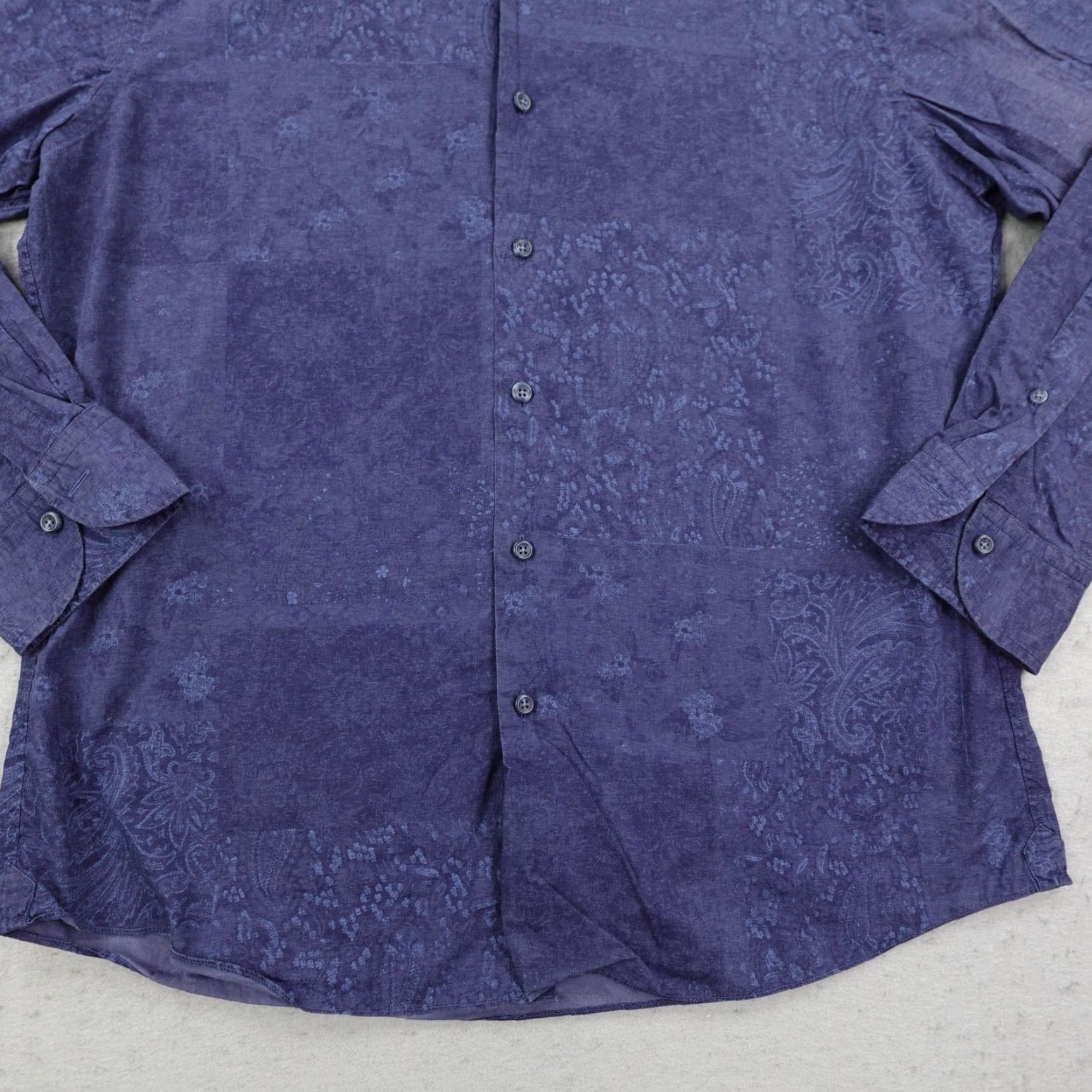 Proper Cloth Proper Cloth Button-Up Shirt Mens Large Blue Paisley Floral Long Sleeve Button Up Collared Neckline Collar Woven Cotton Size US L / EU 52-54 / 3 - 3 Thumbnail