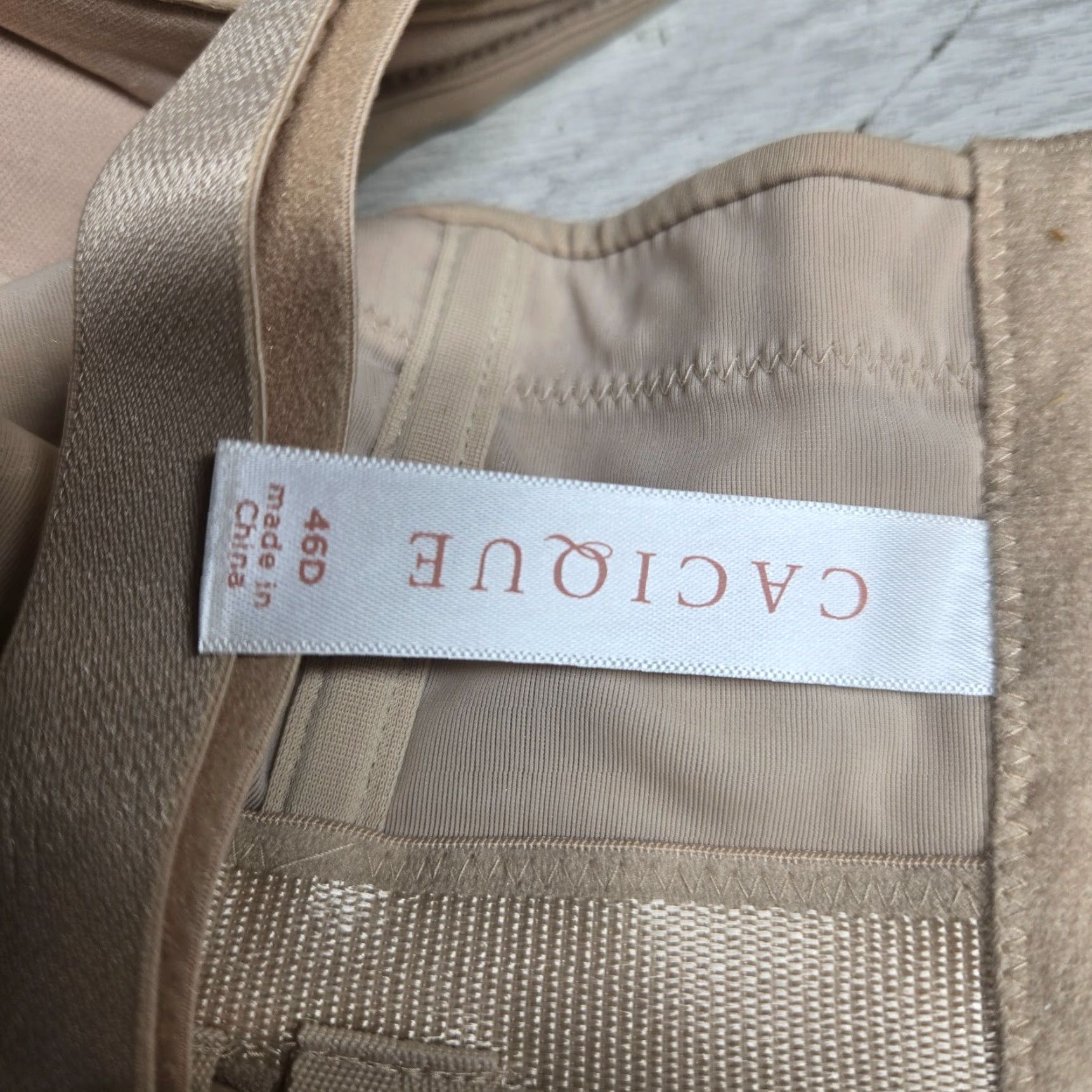 Vintage Cacique Bra 46D Tan Lightly Lined Full Coverage Underwire Back Closure Size ONE SIZE - 6 Thumbnail