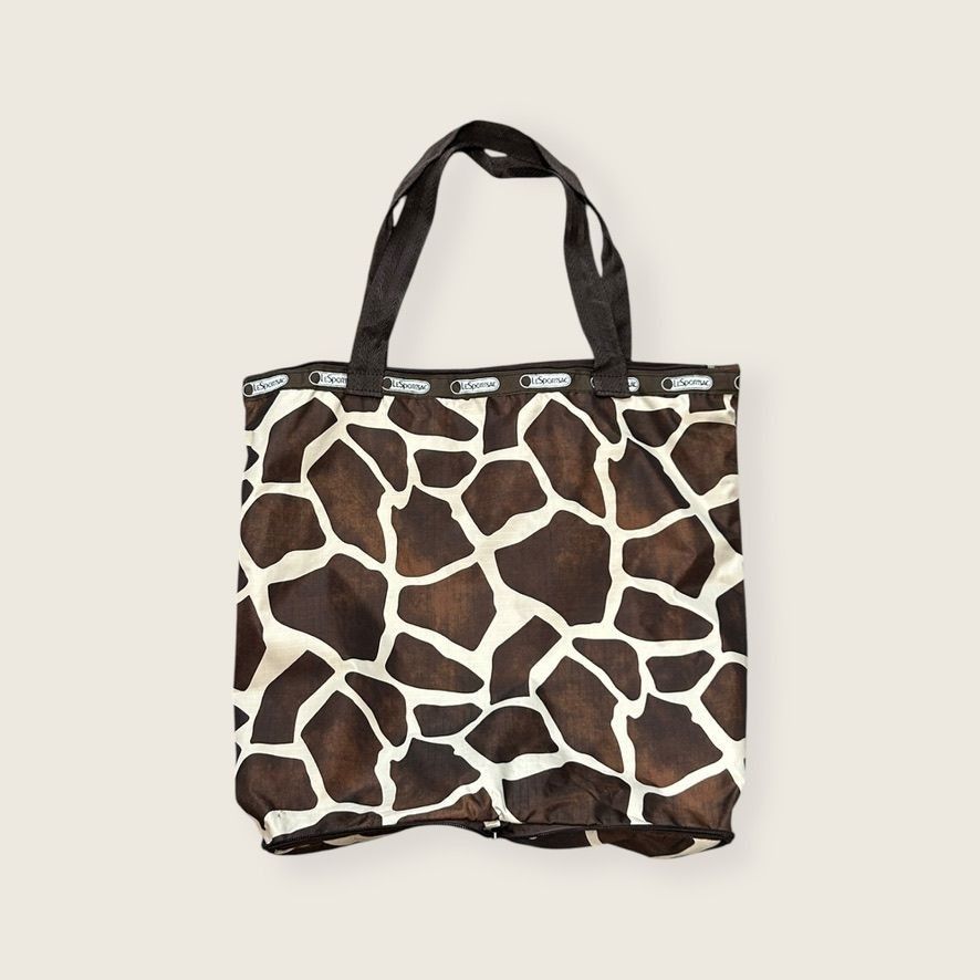 Lesportsac Vintage Packable Tote Bag Shopping Giraffe Print in Brown, Women's