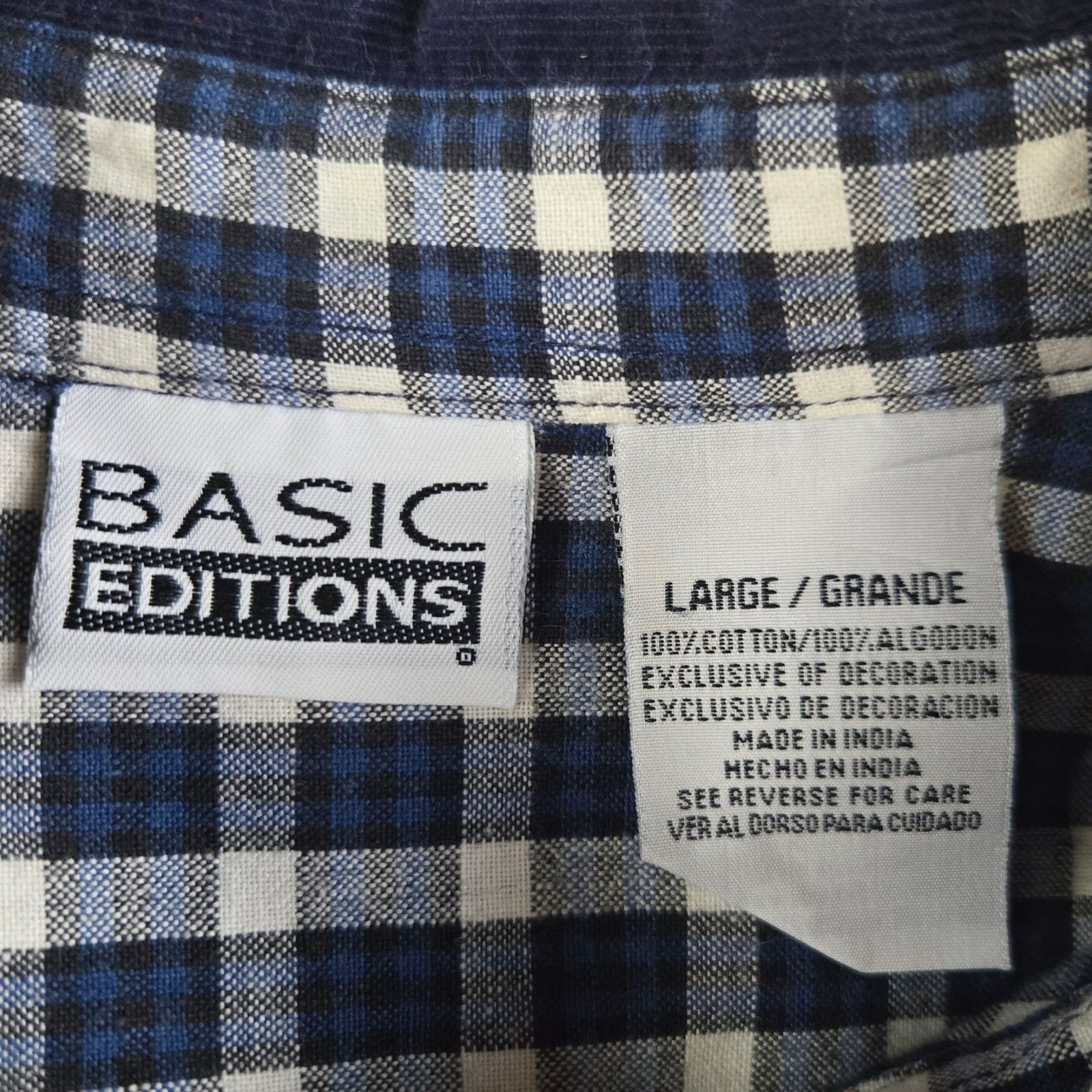 Basic Editions Y2K Fall Embroidered Gingham Shirt Navy Plaid Size Large Size L / US 10 / IT 46 - 5 Thumbnail