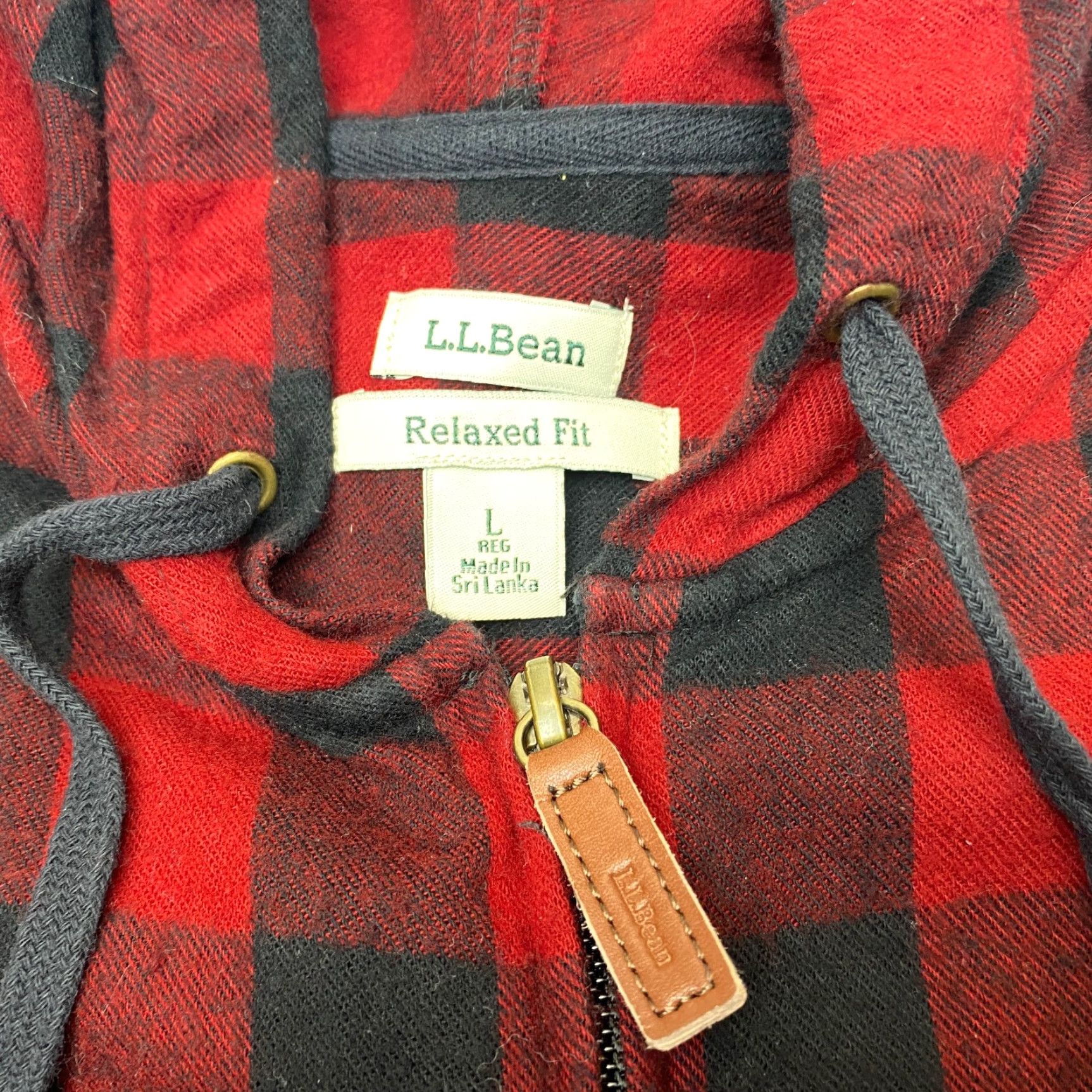 Vintage LL Bean Jacket Womens Large Red Black Buffalo Plaid Flannel Hooded Zip Relaxed Size L / US 10 / IT 46 - 7 Thumbnail
