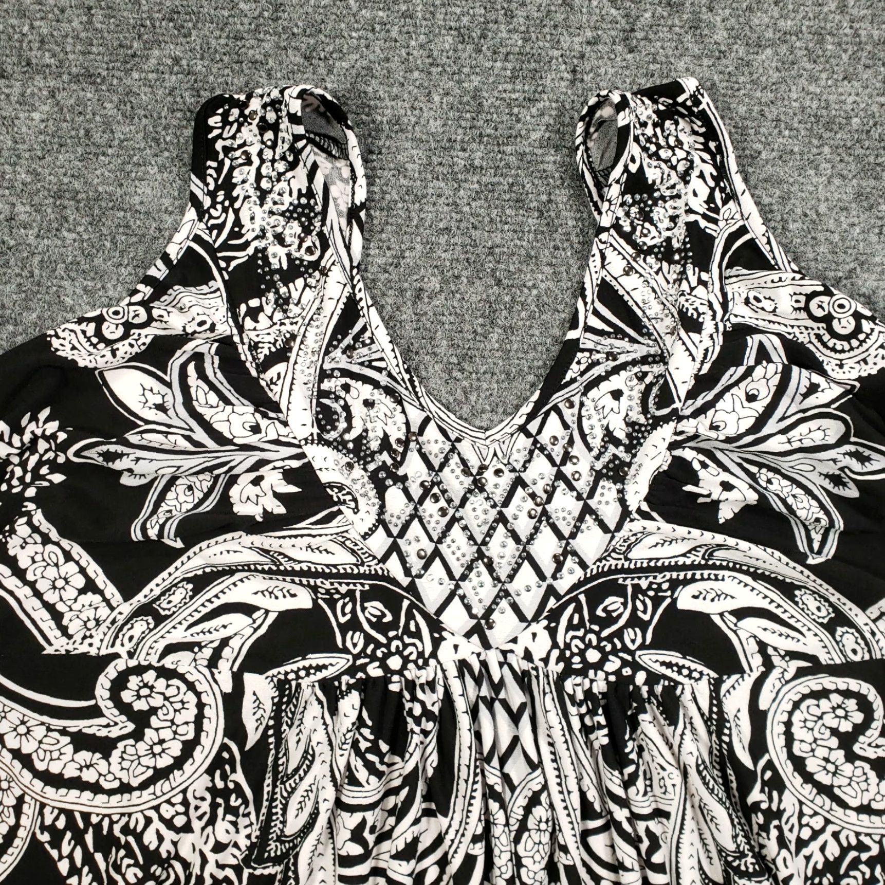 Vintage Style&co. Dress Petites Women Black Midi Sheath Paisley Studded Sleeveless Size L / US 10 / IT 46 - 4 Thumbnail