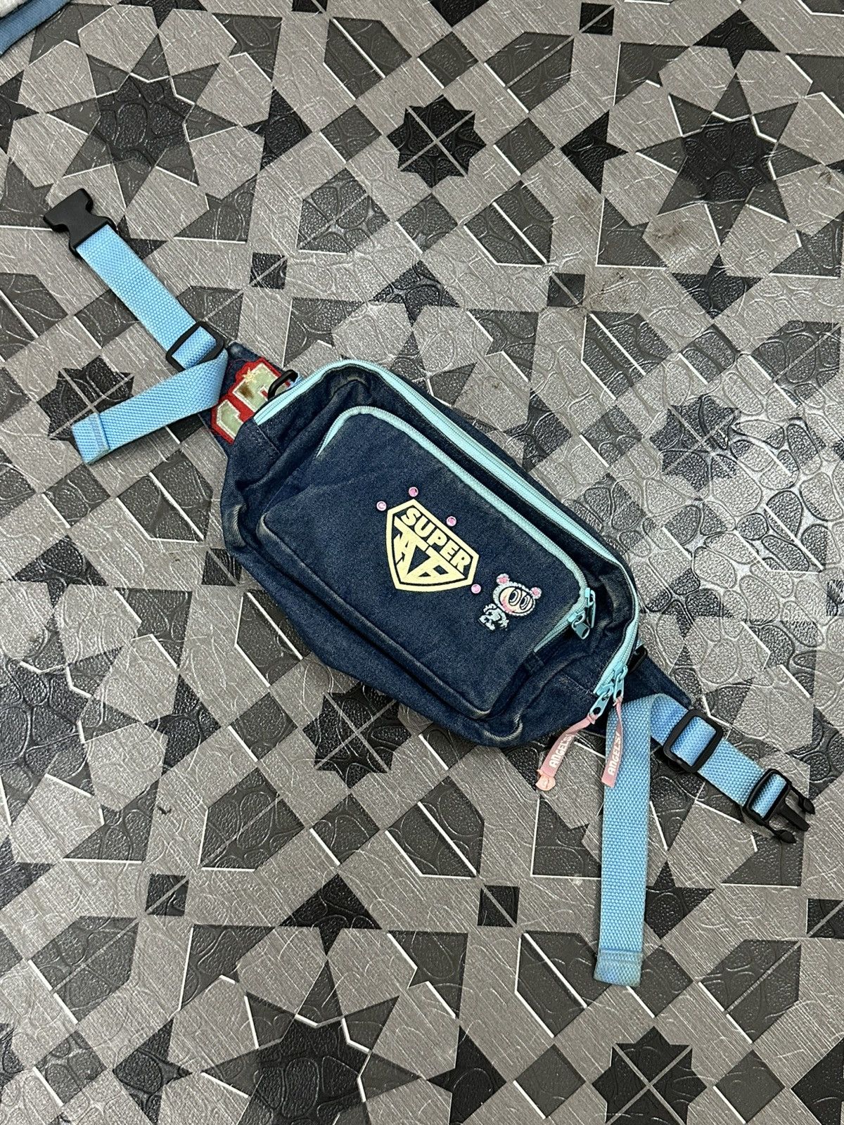 Japanese Brand 2000s Angel Blue Japan Denim Waist Bag Size ONE SIZE - 3 Thumbnail