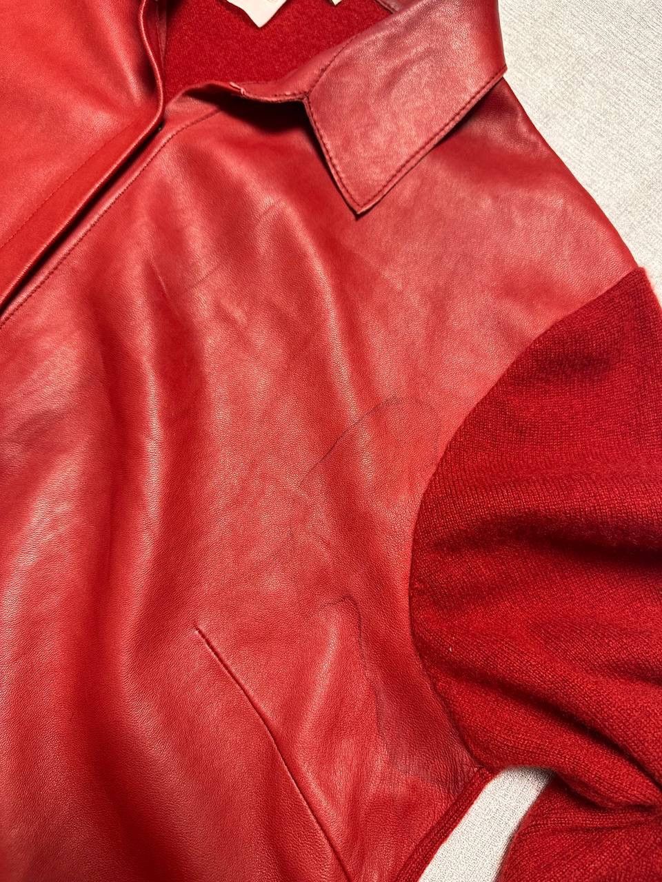 Brunello Cucinelli Brunello Cucinelli Red Leather & Cashmere Overshirt Vintage Size M / US 6-8 / IT 42-44 - 12 Thumbnail