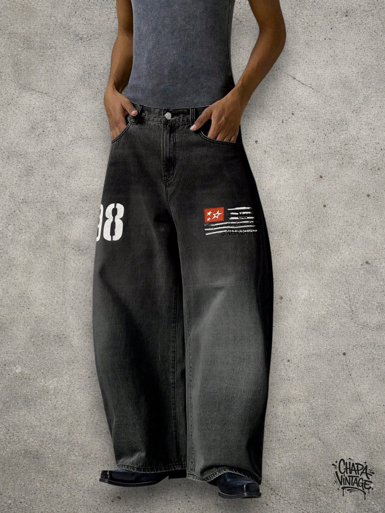 Japanese Brand Wide washed gray jeans Size US 34 / EU 50 - 1 Thumbnail