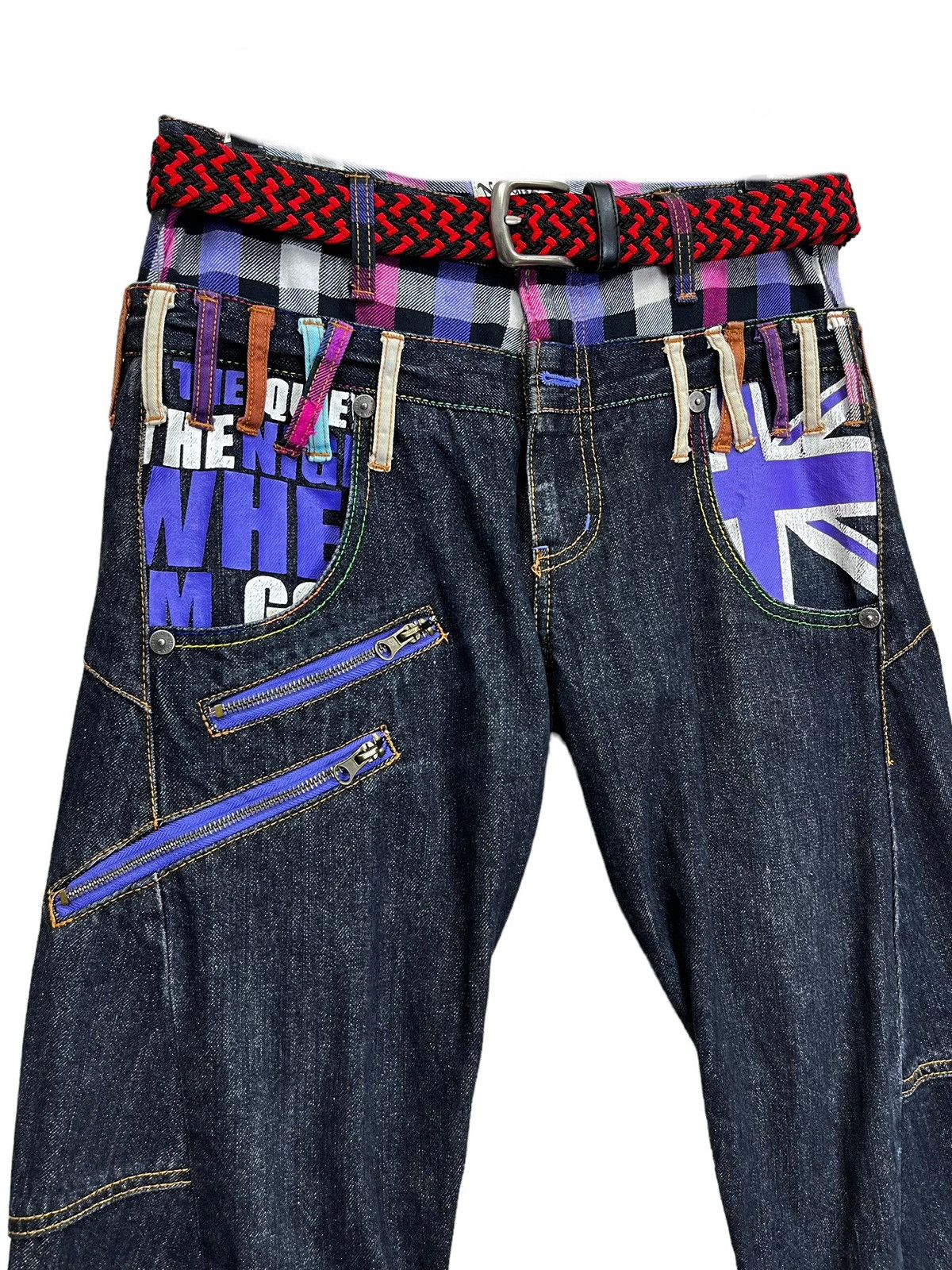Punk and Yo FYE🔥PUNK UNION JACK Double Waist Bondage Zipper Twisted Leg Size US 30 / EU 46 - 4 Thumbnail
