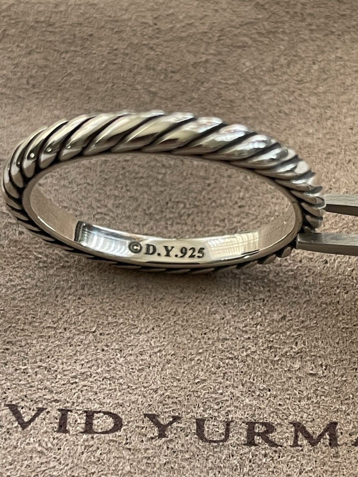 David Yurman Sterling Silver 3mm Stacking Cable Ring Sz 10.5