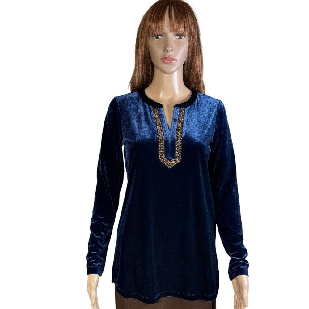 Other New Susan Graver Artisan Velvet Knit Split Neck Tunic Size Size XXS / US 00 / IT 34 - 2 Thumbnail