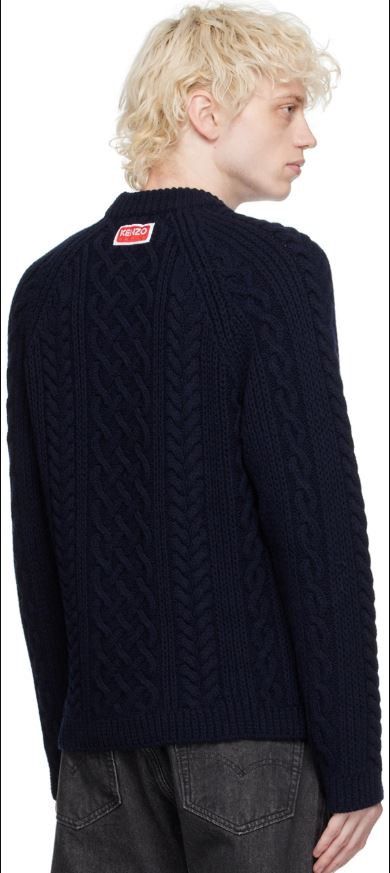 Kenzo Kenzo Navy Kenzo Paris Cable Sweater Size L Size US L / EU 52-54 / 3 - 2 Thumbnail