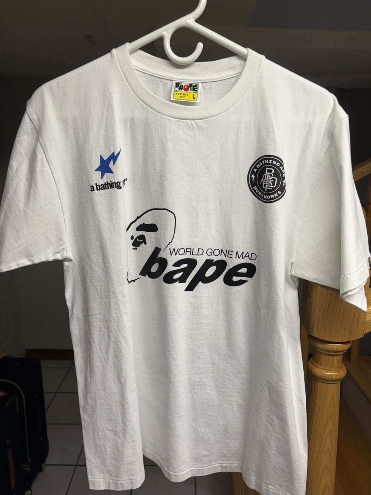 Bape BAPE Soccer #1 Tee 'White' Size US L / EU 52-54 / 3 - 1 Thumbnail