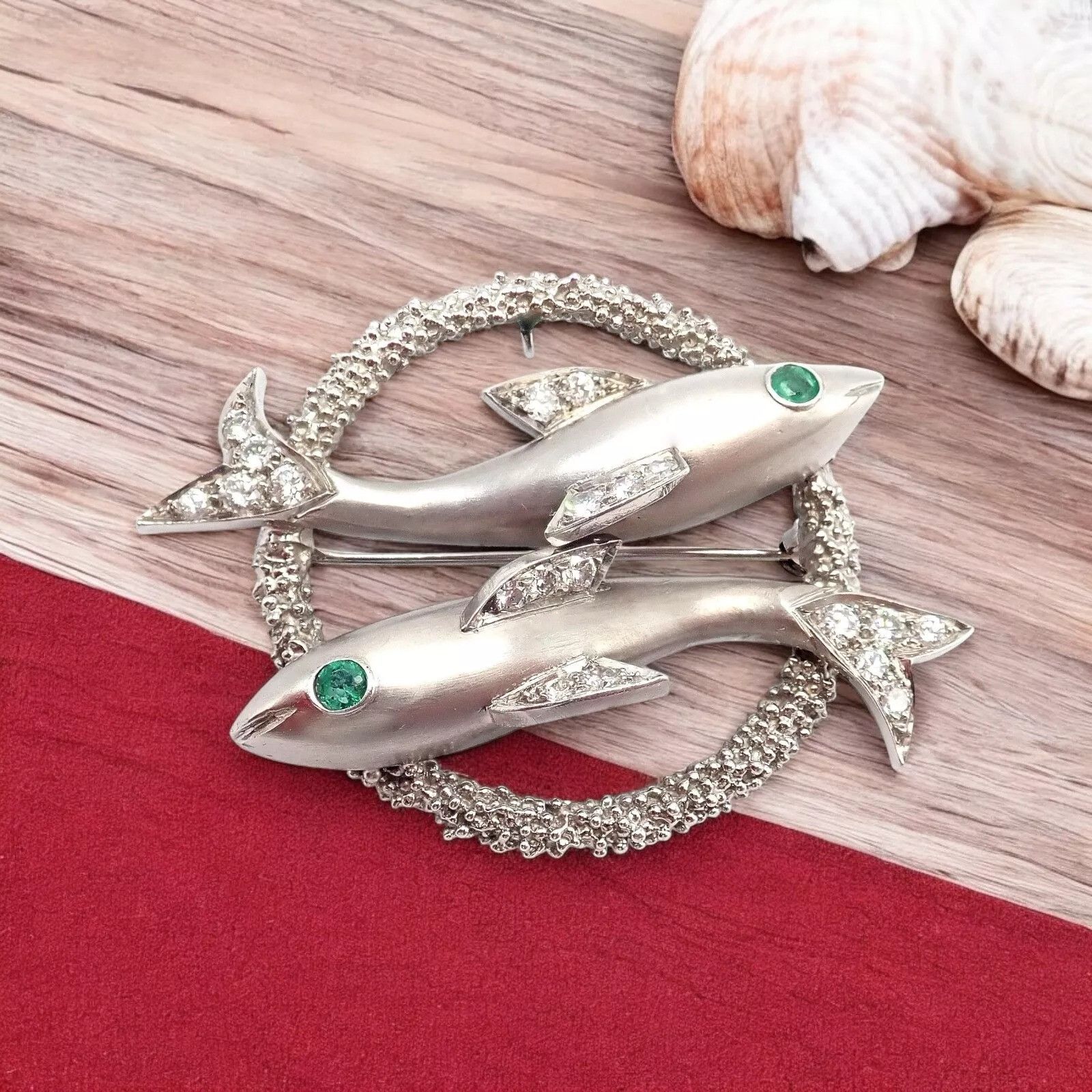 Cartier Cartier White Gold Platinum Diamond Emerald Zodiac Brooch Size ONE SIZE - 2 Thumbnail