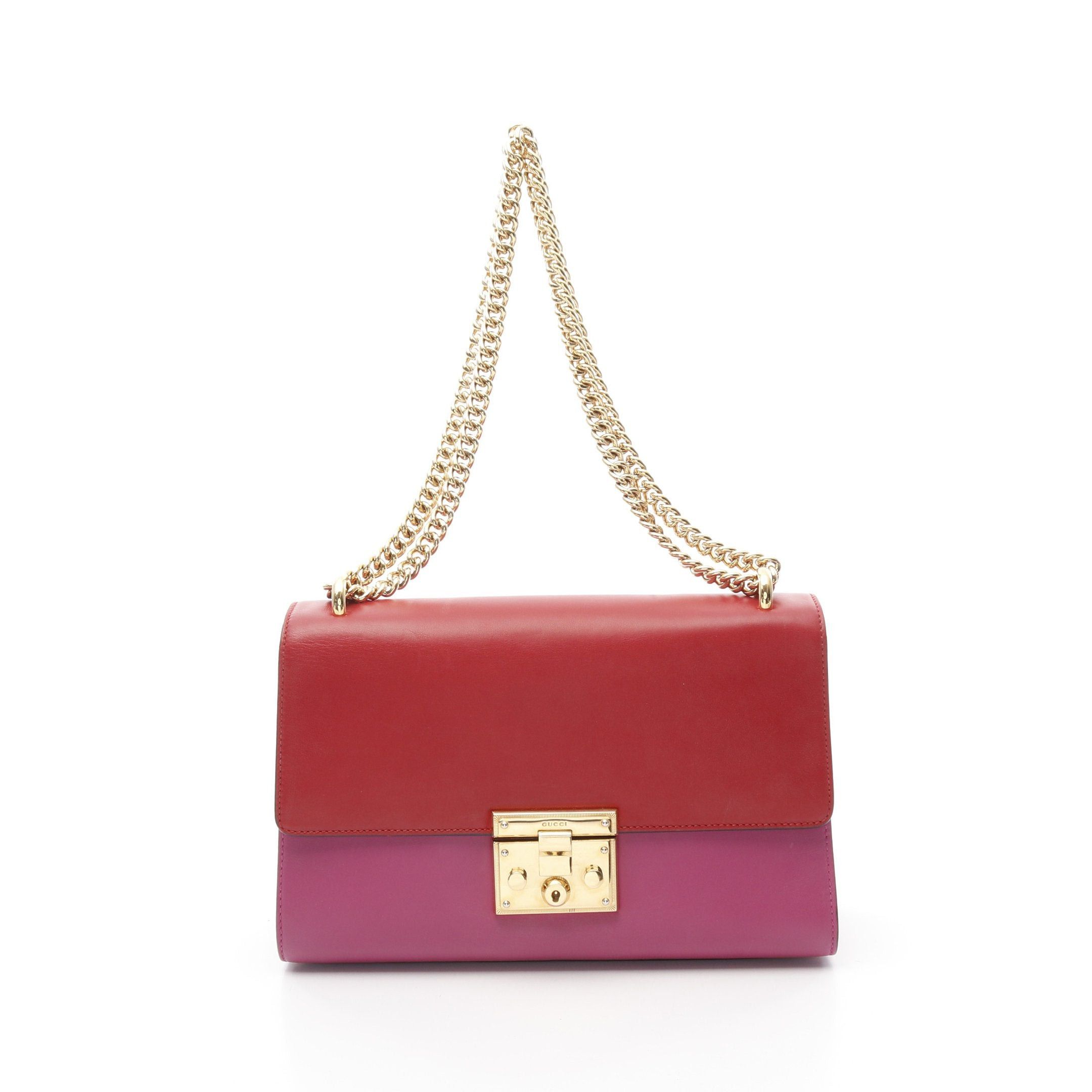 Gucci Gucci Padlock Chain Shoulder Bag Leather Red Pink Size ONE SIZE - 1 Preview