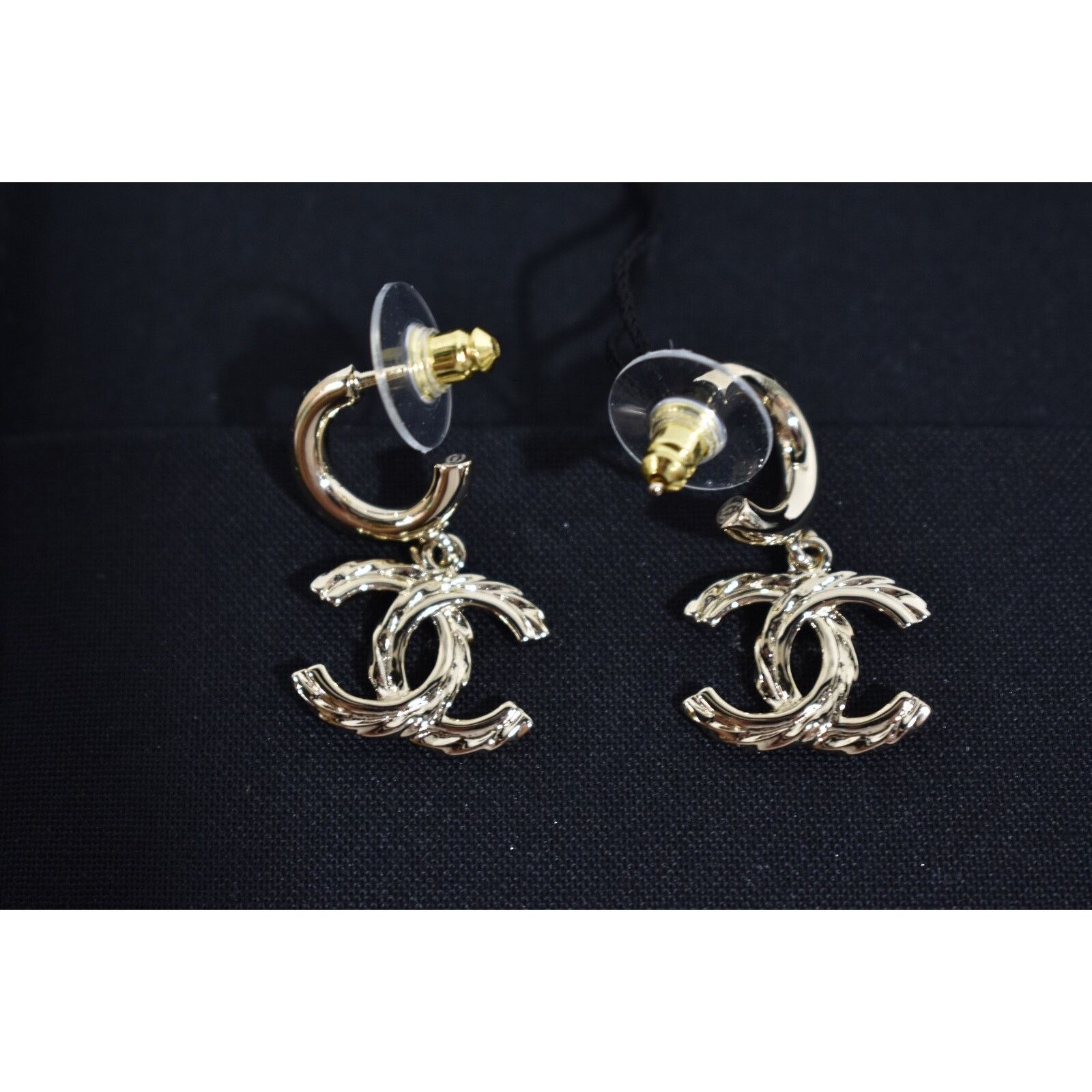 Chanel Chanel Gold Crystal Interlocking Statement Stud Earrings Size ONE SIZE - 8 Thumbnail
