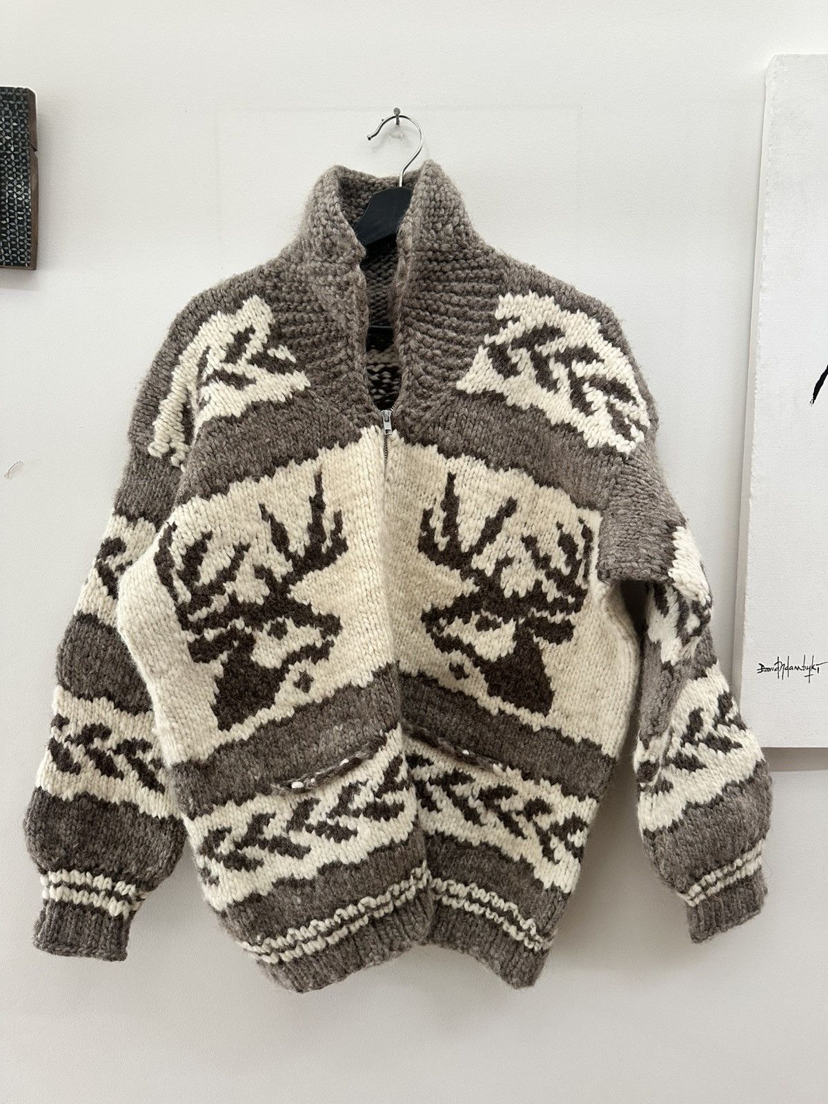 Vintage Custom Handmade Knitted Jacket / Cardigan Size US L / EU 52-54 / 3 - 4 Thumbnail