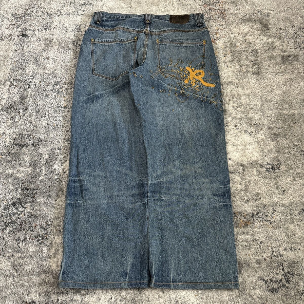 Vintage y2k Rocawear baggy wide leg embroidered crazy jeans
