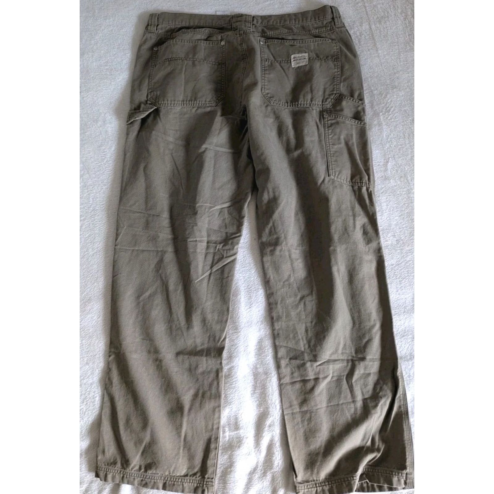 Vintage Columbia Pants Men Sz 40 Tan Carpenter Wide Leg Work Wear Hammer Loop Straight Inseam 30 Brown Front Flat Front Regular Mens Size US 40 / EU 56 - 3 Thumbnail