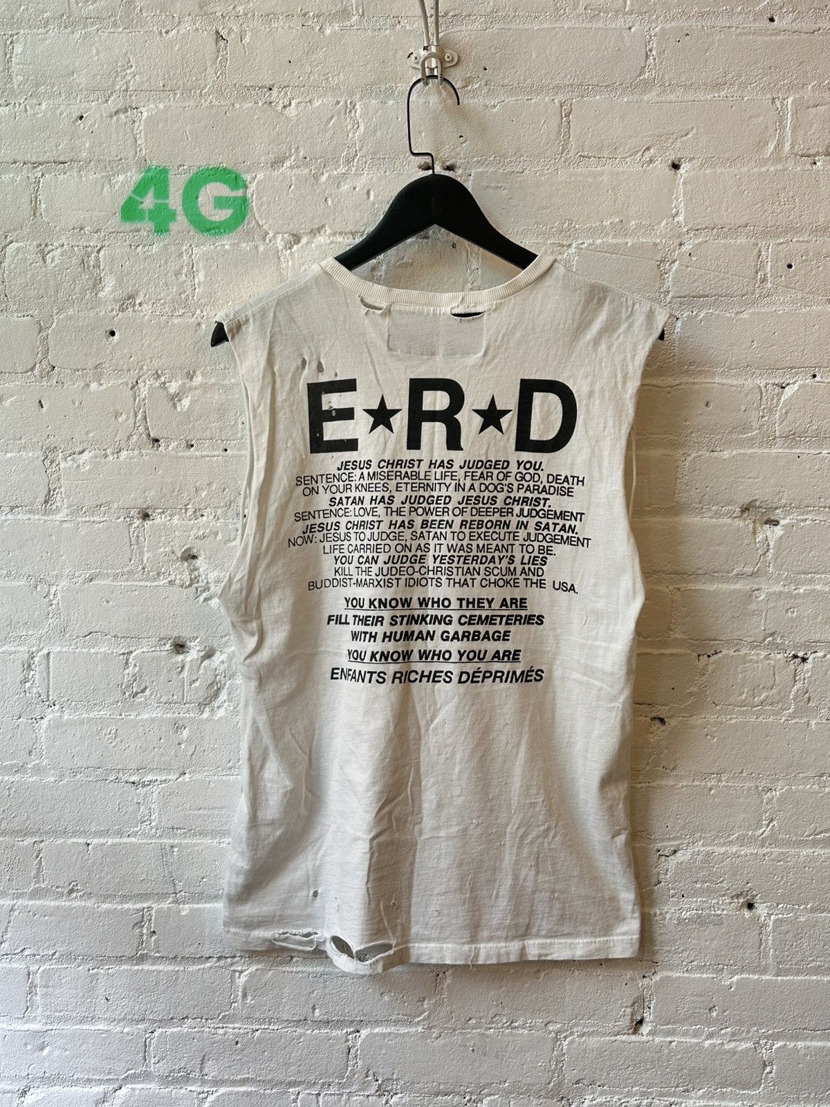Enfants Riches Deprimes ERD THRASHED SLEEVLESS JESUS JUDGE SZ S Size US S / EU 44-46 / 1 - 1 Thumbnail