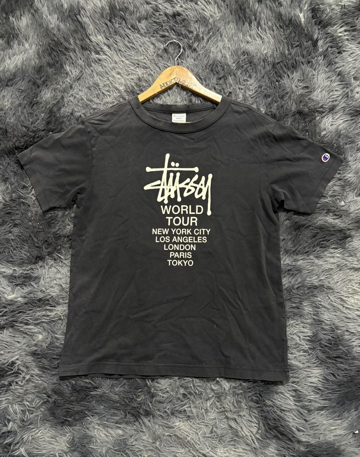 Stussy 🔥HOT🔥VINTAGE DISTRESSED STUSSY WORLD TOUR X CHAMPION Size US S / EU 44-46 / 1 - 1 Thumbnail