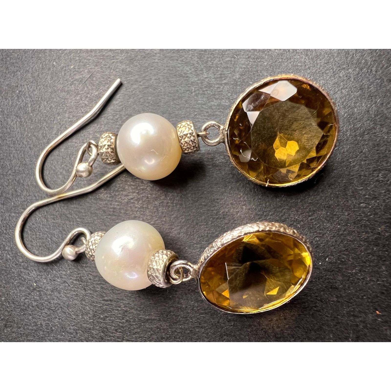 Other Citrine and pearl sterling silver dangle earrings Size ONE SIZE - 17 Thumbnail