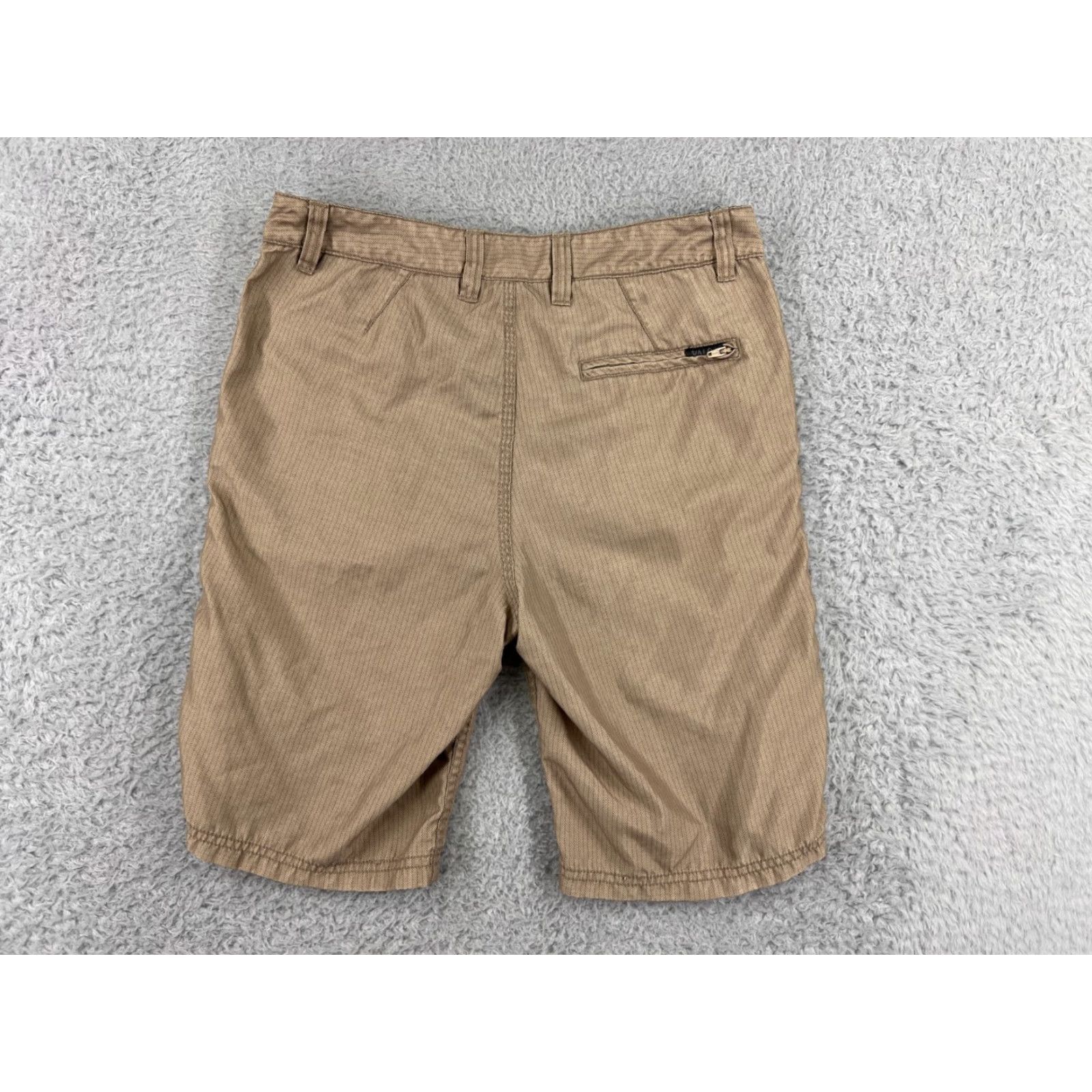 Vintage Valor Shorts Men 28 Beige Herringbone 100% Polyester Cargo Pocket Elastic Waist Logo Be Size US 28 / EU 44 - 2 Thumbnail