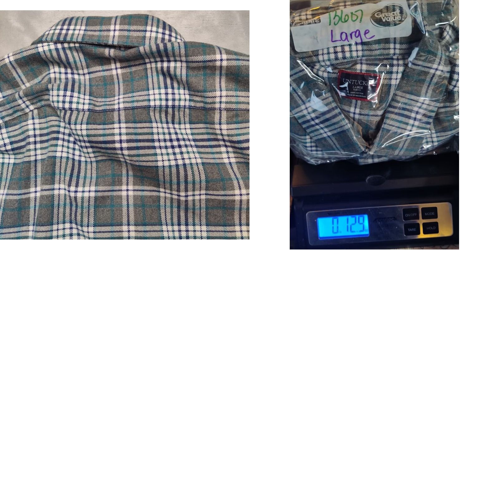 UNTUCKit UNTUCKit QUENTERRA SLIM FIT Button-Up Shirt Men L Gray Teal Plaid Cotton Long Sleeve Button Shirt Size US L / EU 52-54 / 3 - 10 Thumbnail