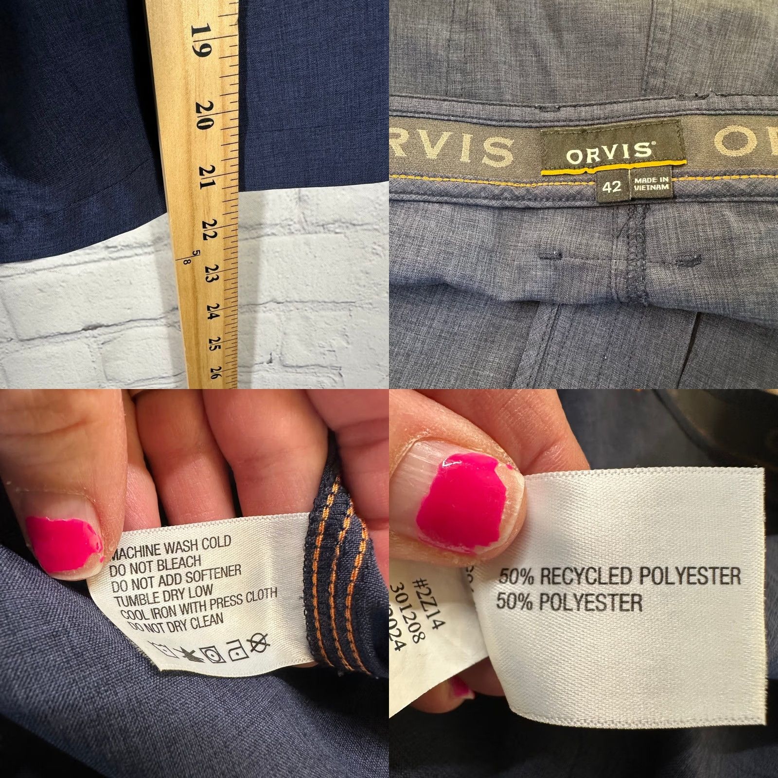 Orvis Orvis Mens Performance Shorts Size 42 Navy Blue Heathered Flat Front Size US 41 - 8 Thumbnail