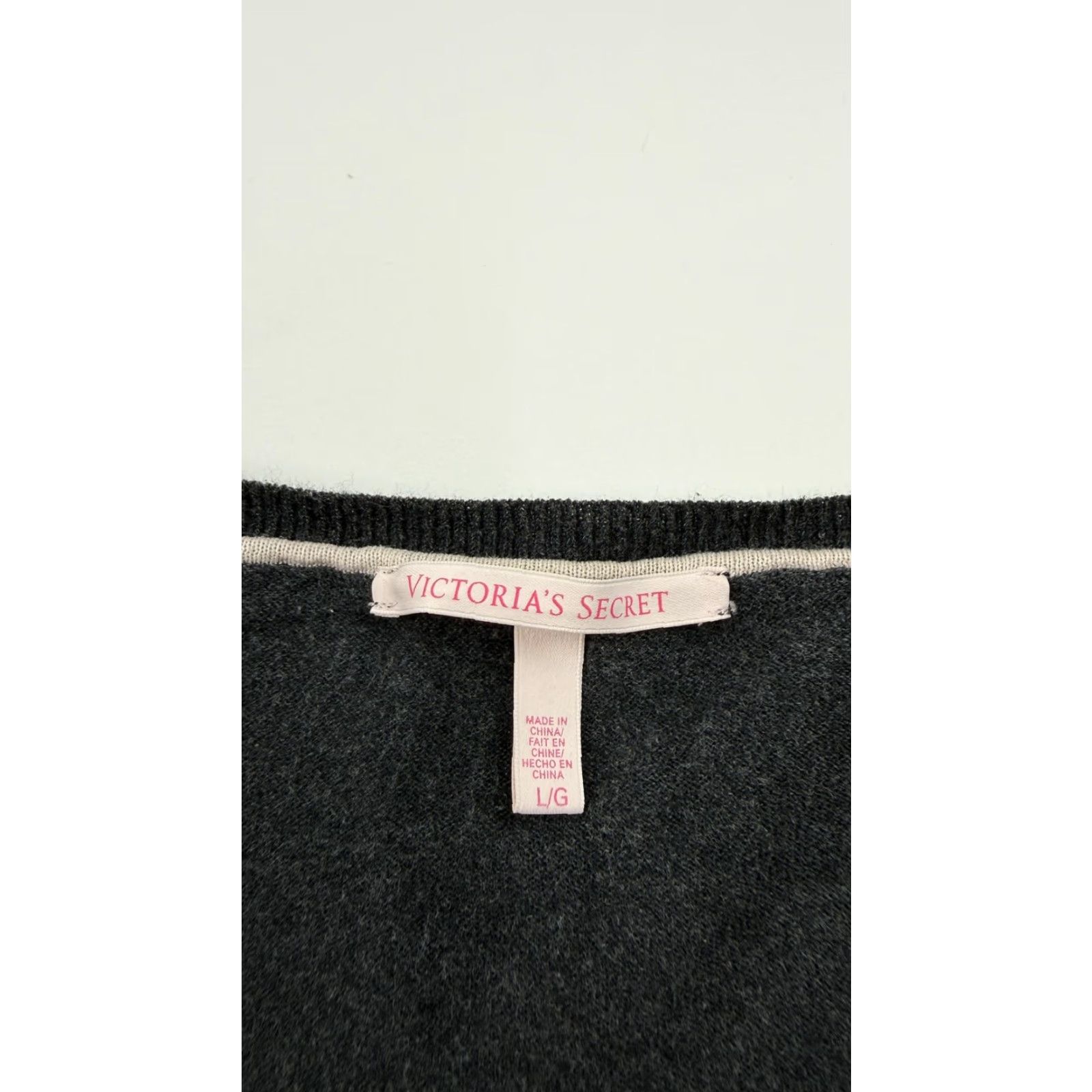 Victoria's Secret VICtoria's Secret Sweater Womens Large Gray 100% Cotton Pullover Ribbed Hem Crew Neck Dolman Sleeve Knit Size L / US 10 / IT 46 - 2 Thumbnail