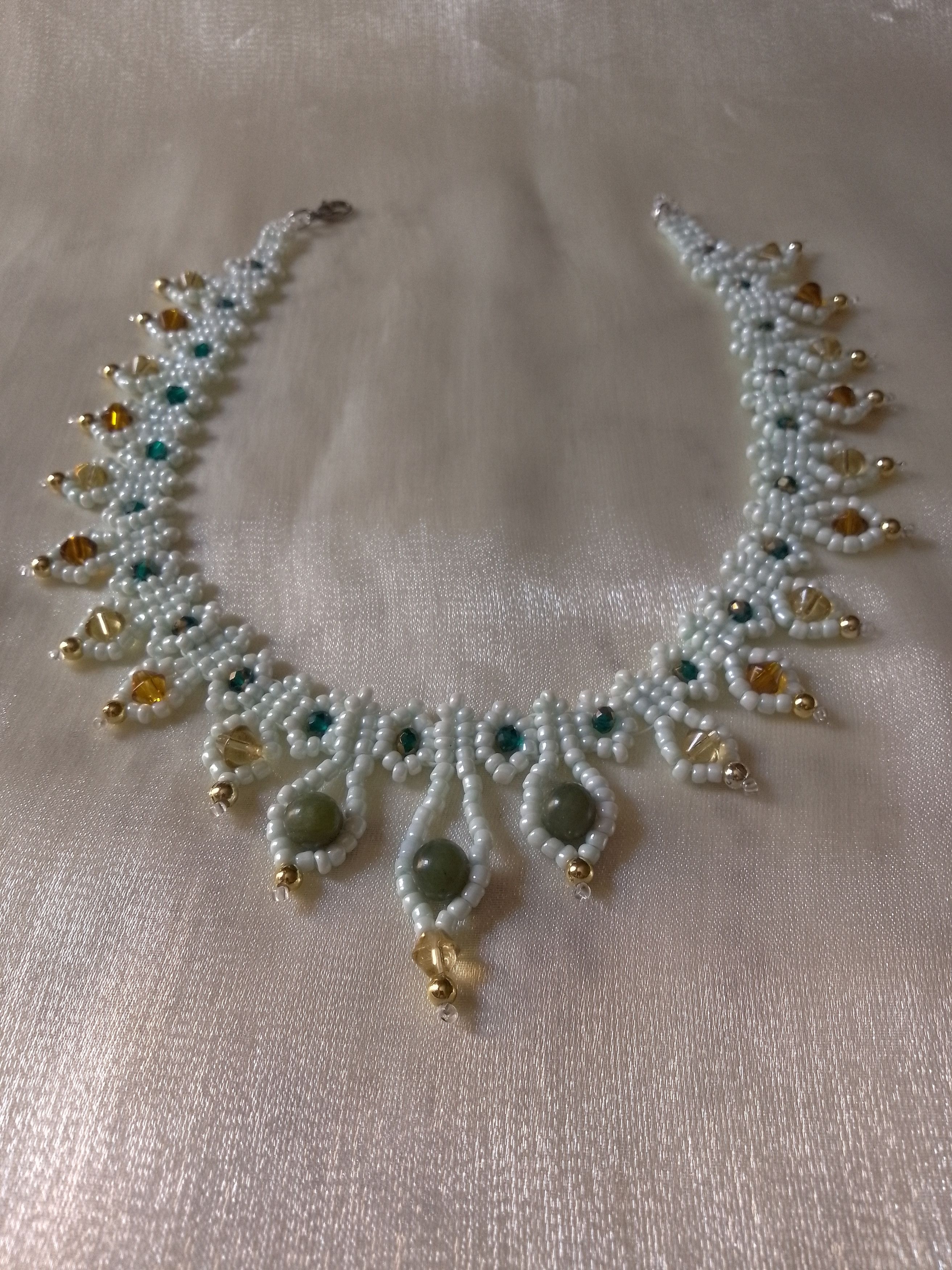 Handmade Glamour necklace choker naturale Green jade gemstones Size ONE SIZE - 10 Thumbnail
