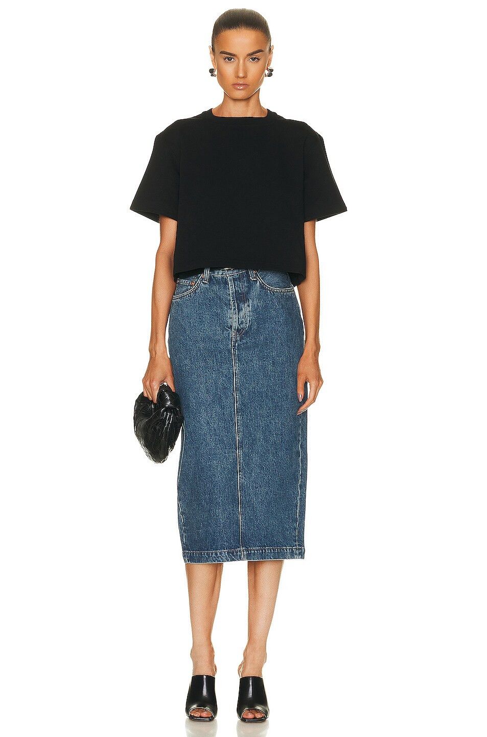 Bottega Veneta o1n1vont1224 Relaxed Fit Heavy Jersey T-Shirt in Black Size XS / US 0-2 / IT 36-38 - 4 Thumbnail
