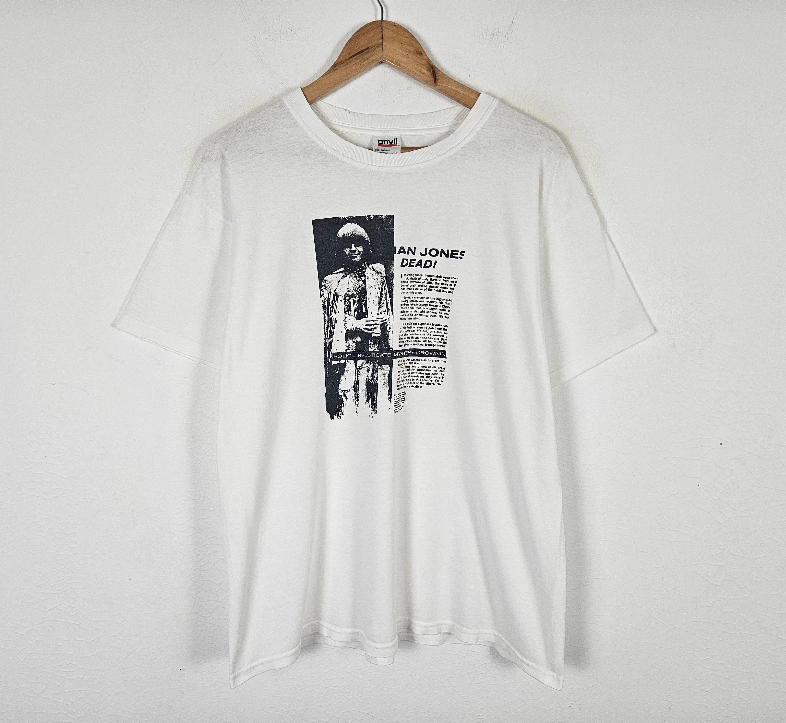 Band Tees × Vintage Vintage Brian Jones Death News Paper rolling stones shirt Size US L / EU 52-54 / 3 - 2 Thumbnail