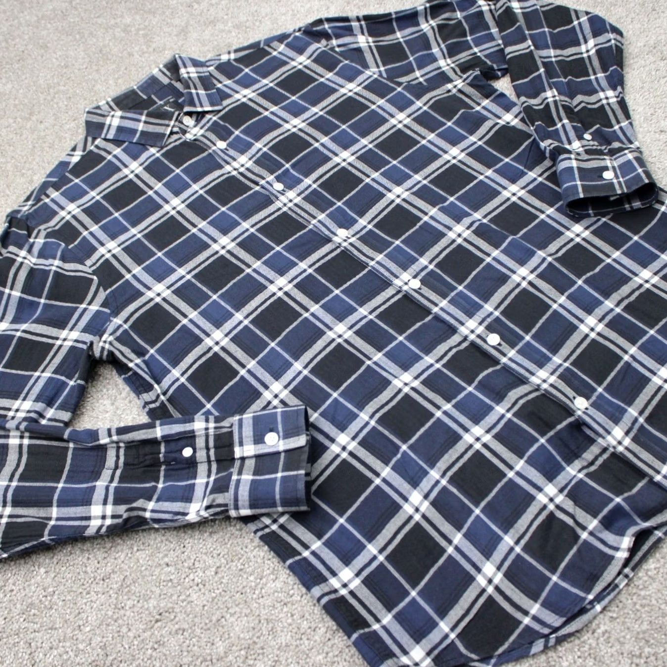 Armani Exchange A/X Armani Exchange Shirt Mens Large Blue/Gray Plaid Regular Fit Cotton L/S Size US L / EU 52-54 / 3 - 7 Thumbnail