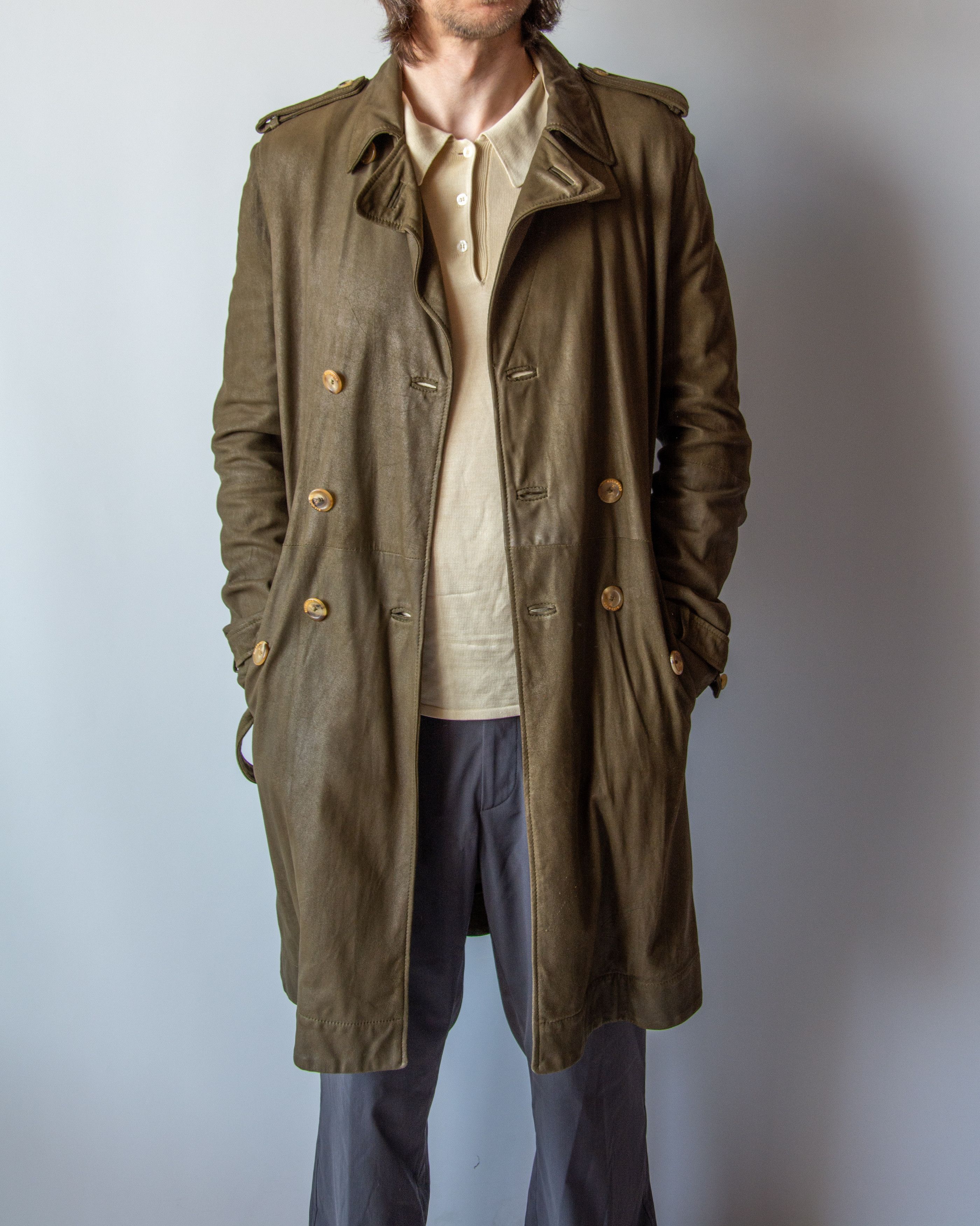 John Richmond Richmond X Suede Men’s Double Breasted Trench Coat Size US M / EU 48-50 / 2 - 2 Thumbnail
