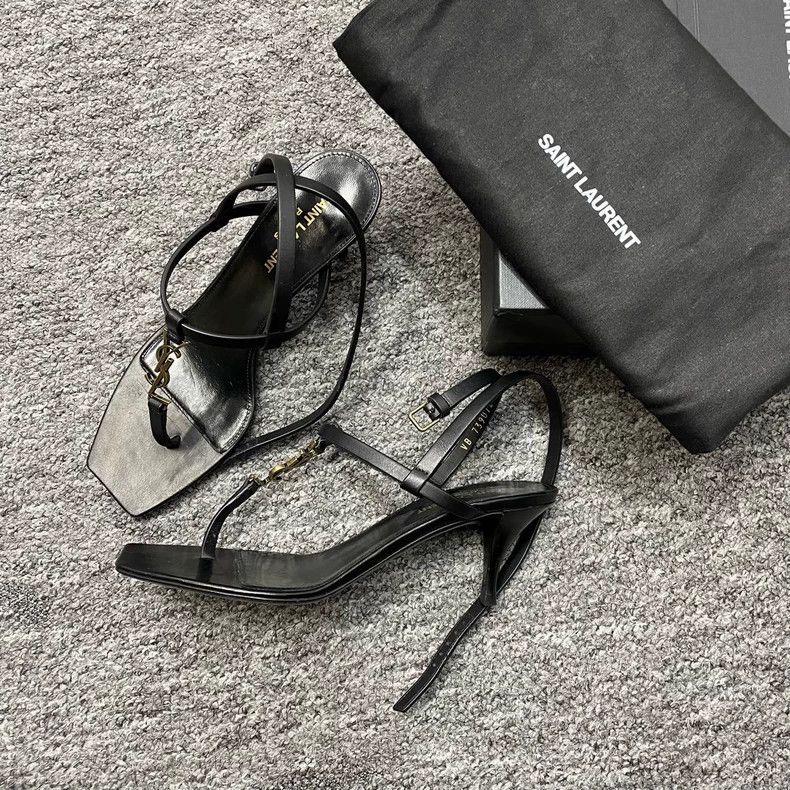 Saint Laurent Paris Saint Laurent Paris Leather gold-tone monogrammed square-t Size US 6.5 / IT 36.5 - 1 Thumbnail