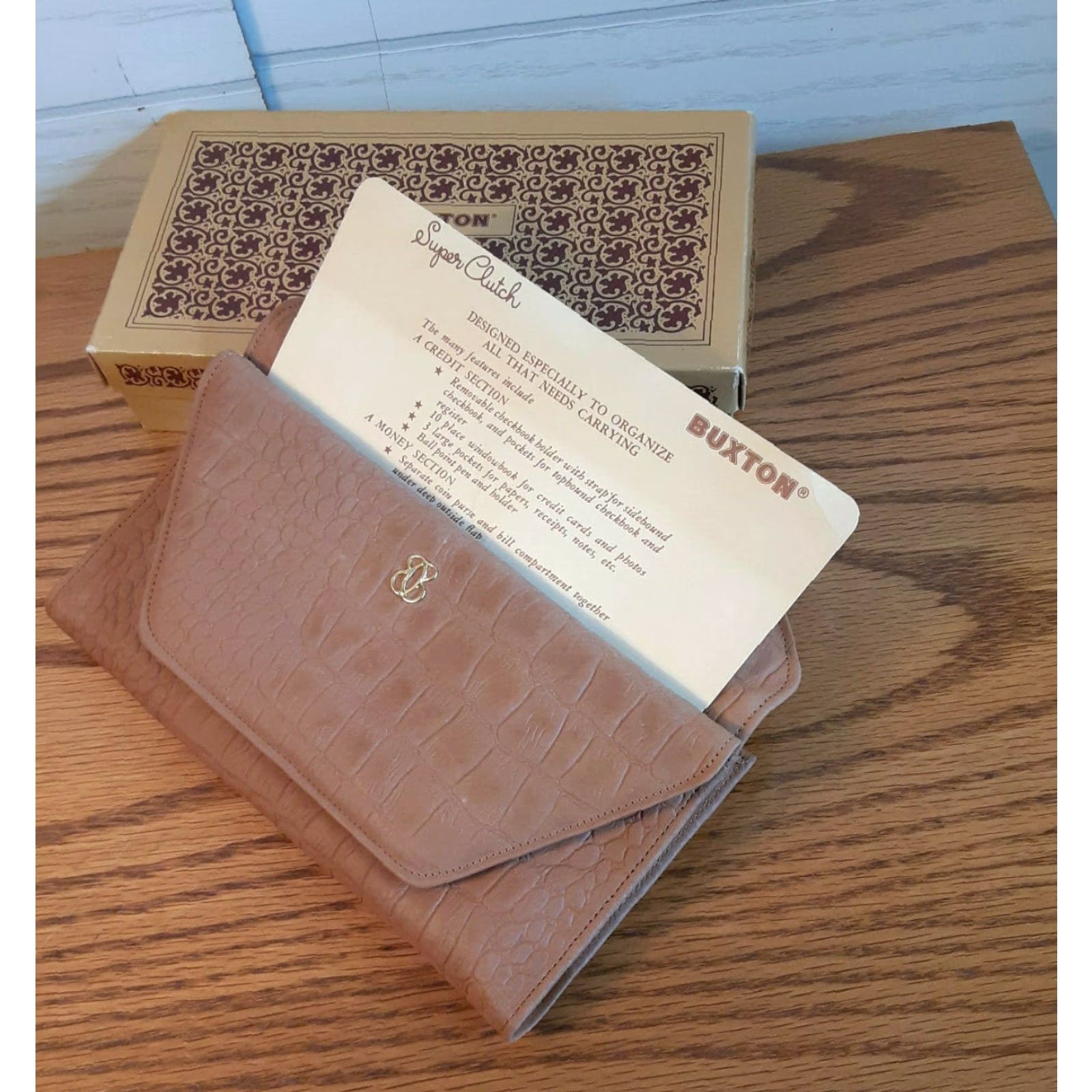 Vintage VINTAGE Buxton Wallet Women's Super Clutch Check Holder Leather Brown Folding Wallet Size ONE SIZE - 2 Thumbnail