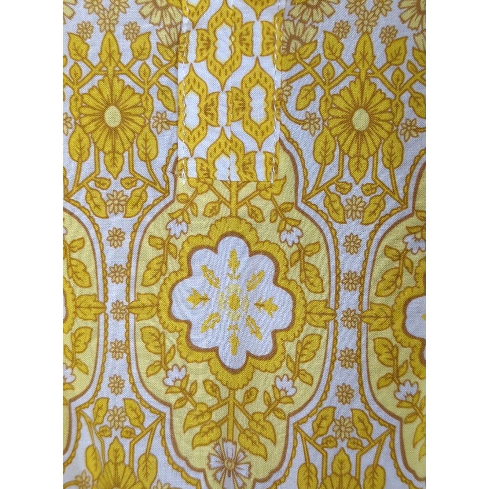Vintage Rose Olive Yellow Floral Tasseled V Neck Short Sleeve Top L Casual Blouse Size L / US 10 / IT 46 - 6 Thumbnail