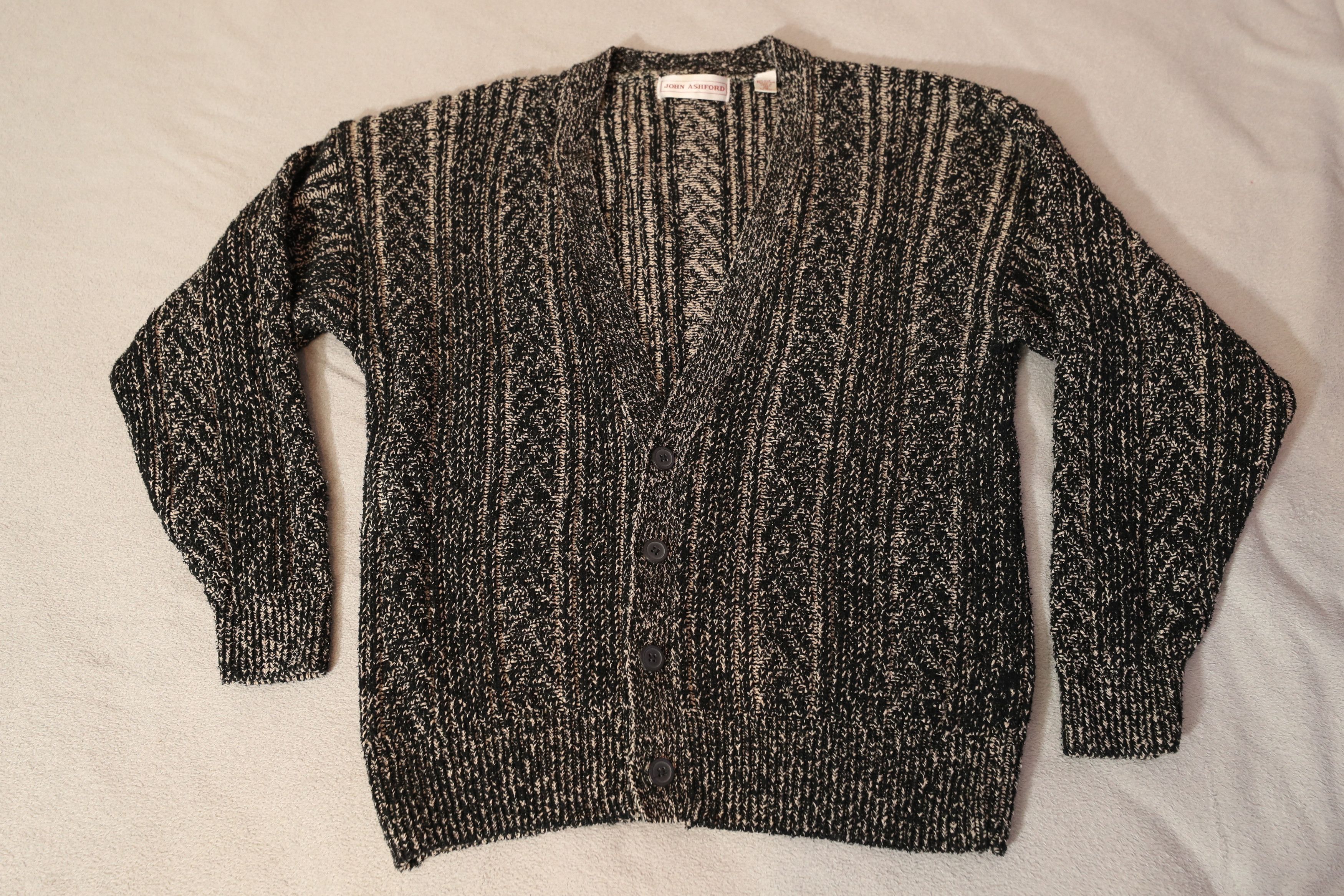 John Ashford × Vintage John Ashford Vintage Silk Blend Black & White Cardigan (XL) Size US XL / EU 56 / 4 - 3 Thumbnail