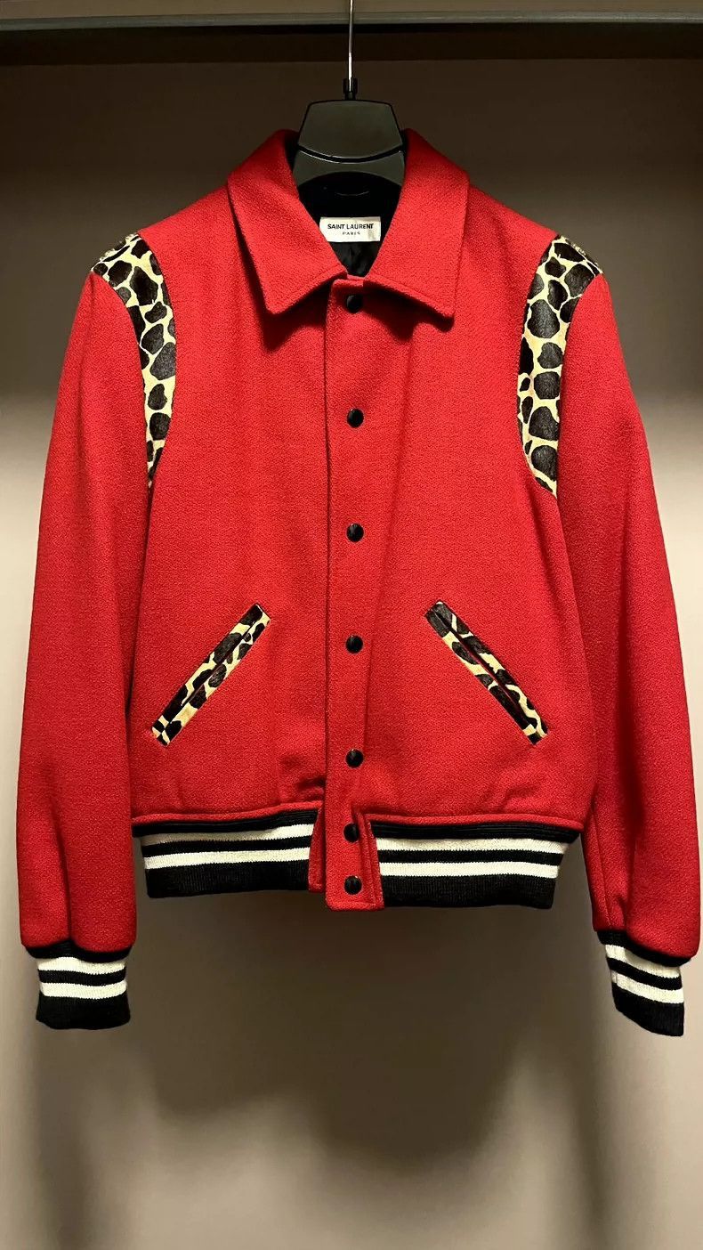Saint Laurent Paris Saint Laurent Red Leopard Bomber Jacket- Size US M / EU 48-50 / 2 - 2 Thumbnail