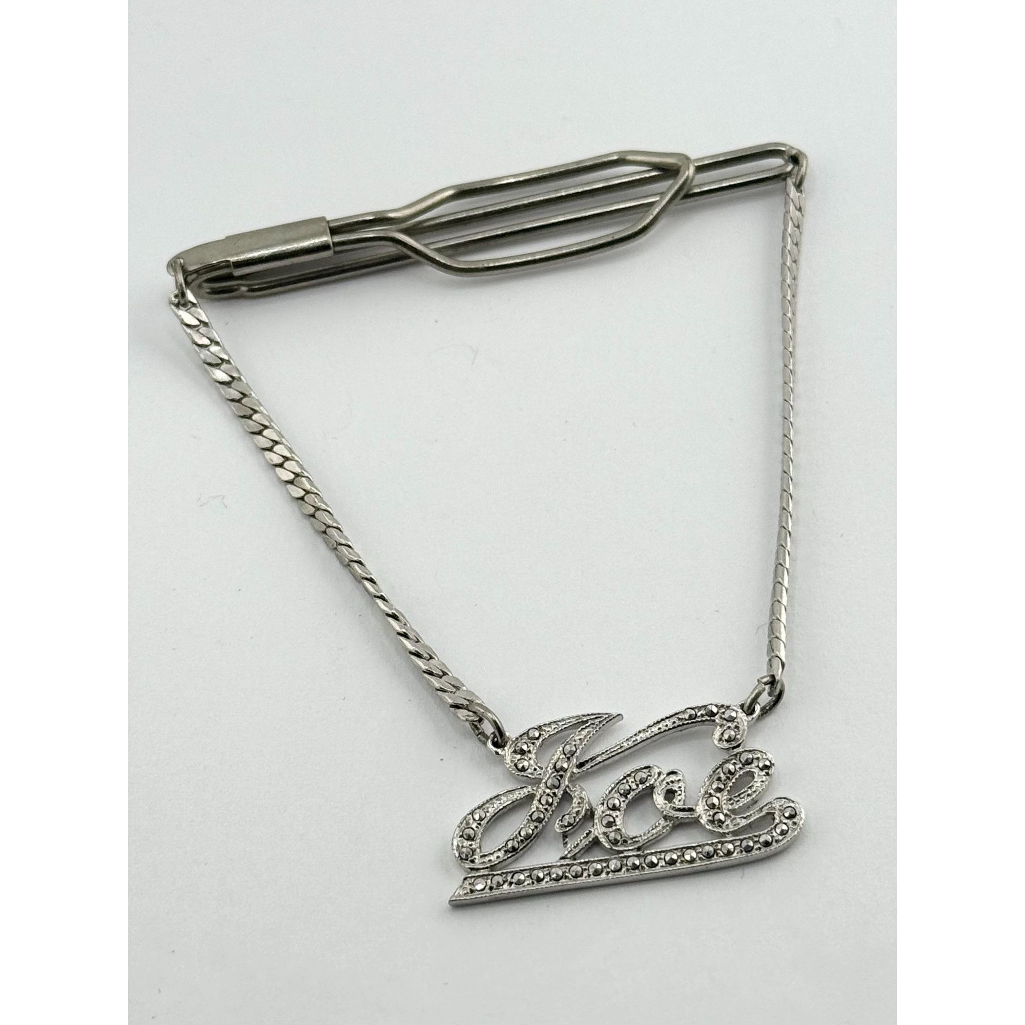 Vintage Estate rhinestone Joe Marcasite art deco tie clip Size ONE SIZE - 2 Thumbnail