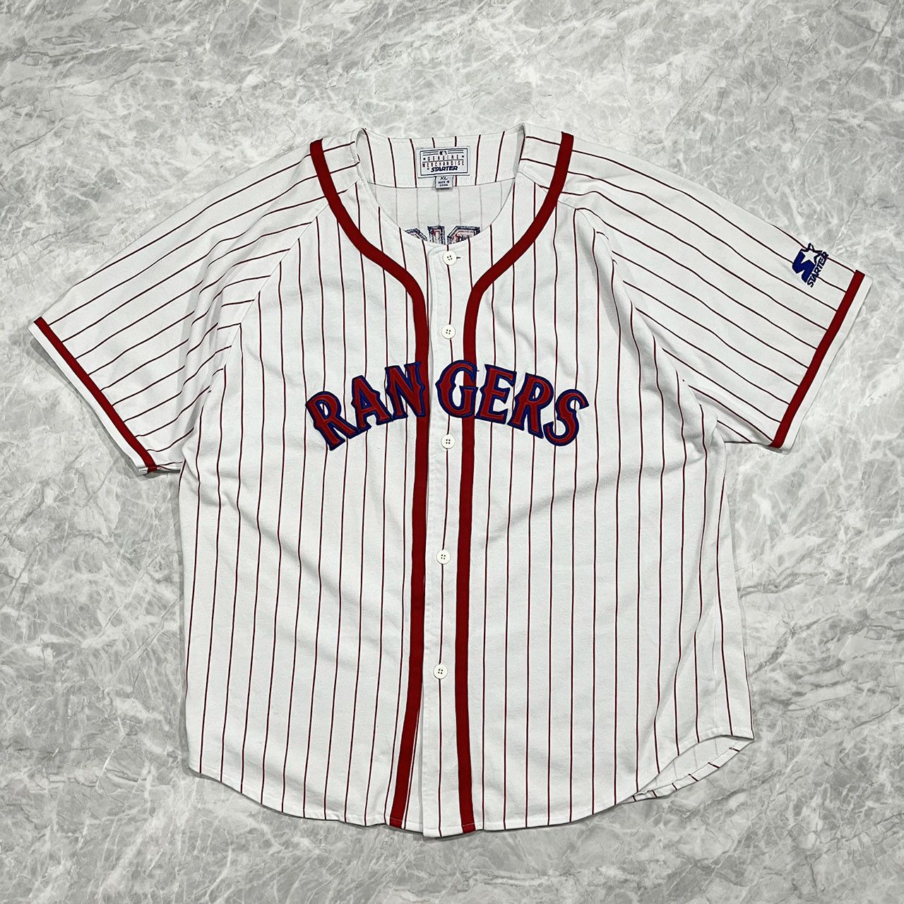 Image of VTG 90's Mlb Texas Rangers Alex Rodriguez Starter Jersey, Men's (Size XL)