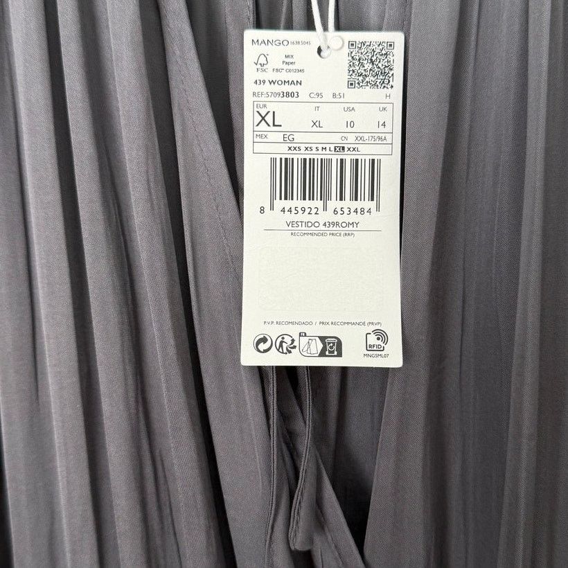 Mango Mango NWT Gray Pleated Lined Sleeve Dress Size XL Size XL / US 12-14 / IT 48-50 - 5 Thumbnail
