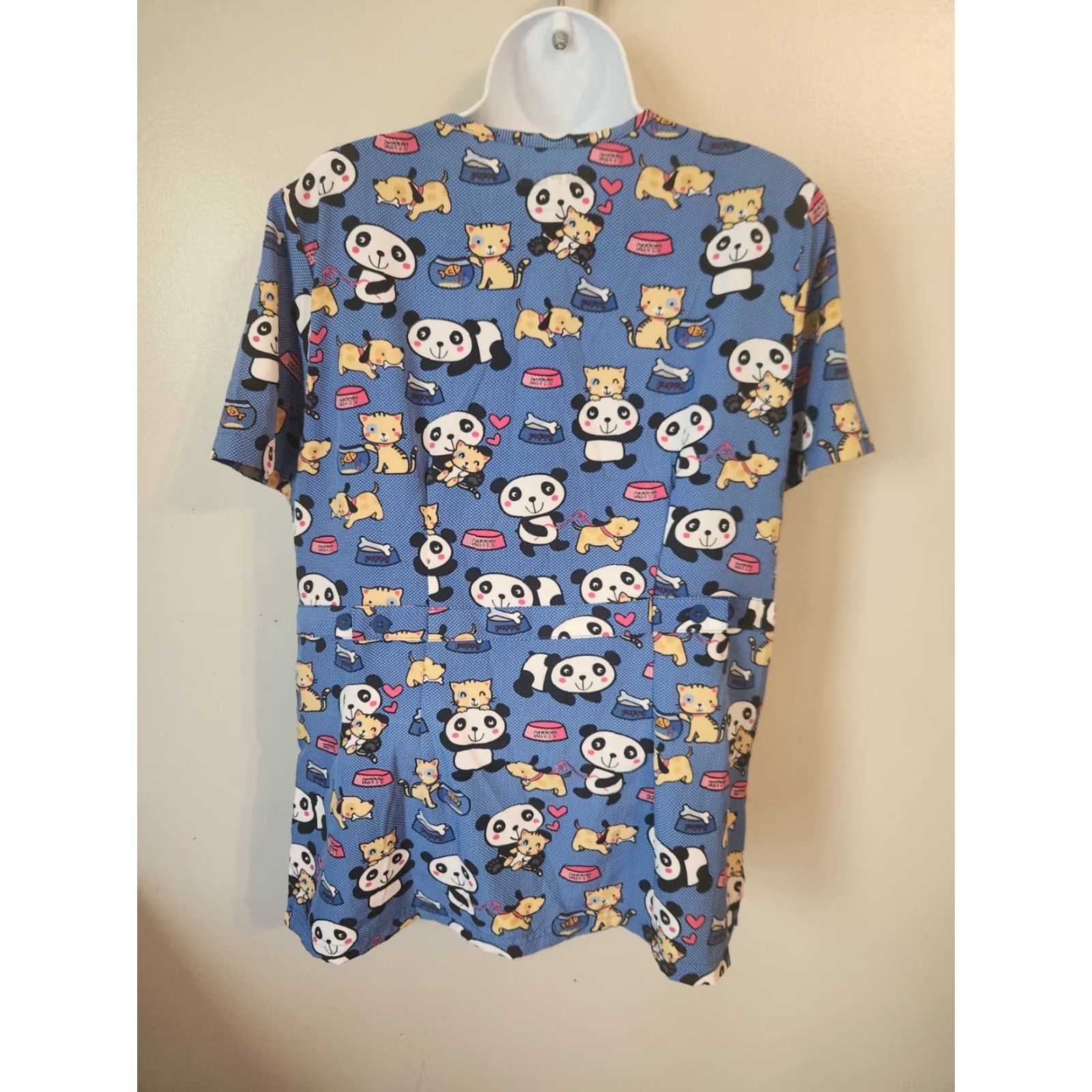 Vintage UA Flex Scrubs Women Short Sleeve Scrub Top Blue Panda Cat Dog M Size M / US 6-8 / IT 42-44 - 5 Thumbnail