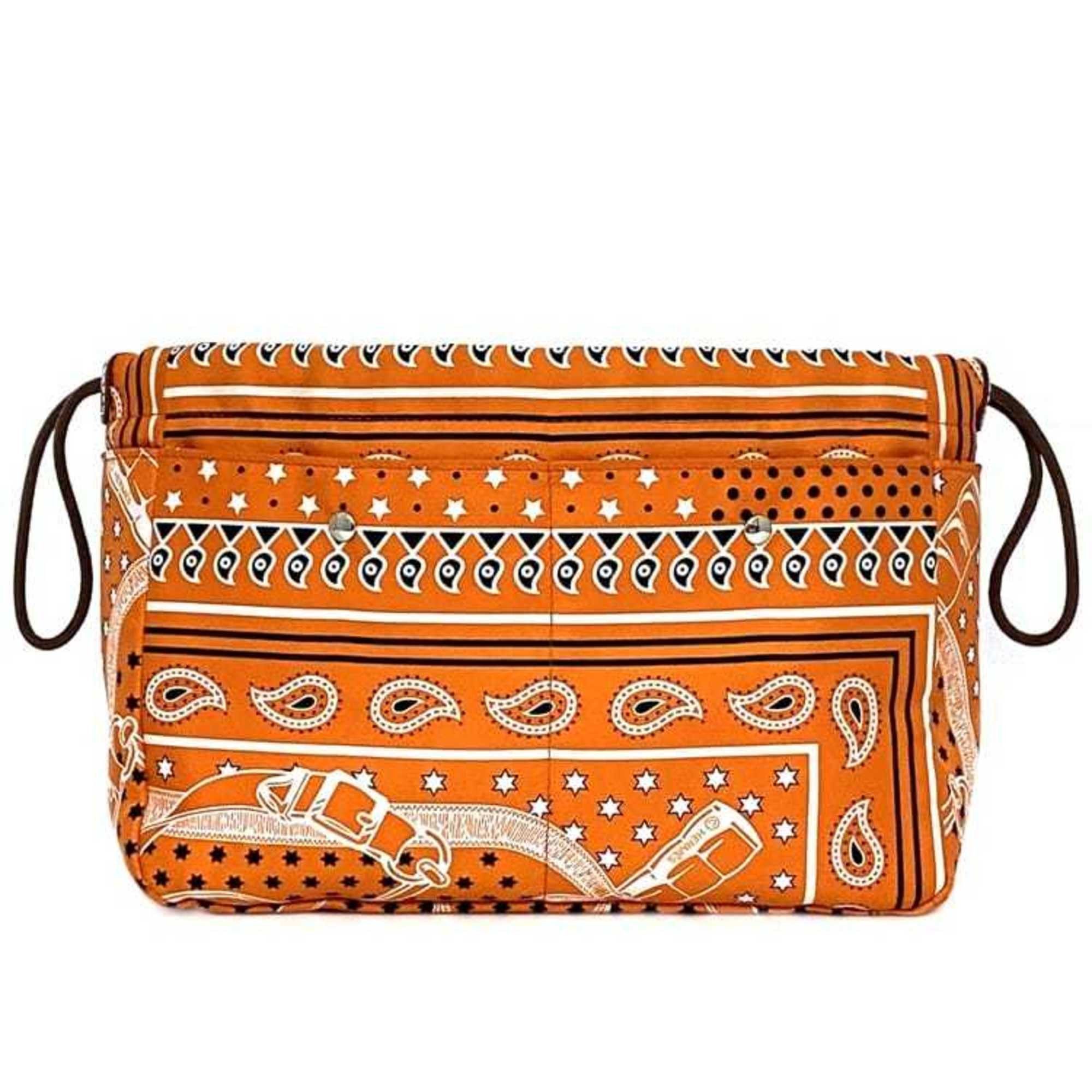 Hermes Hermes Pouch Foorby 25 f-21327 Orange Bag-in-bag Silk