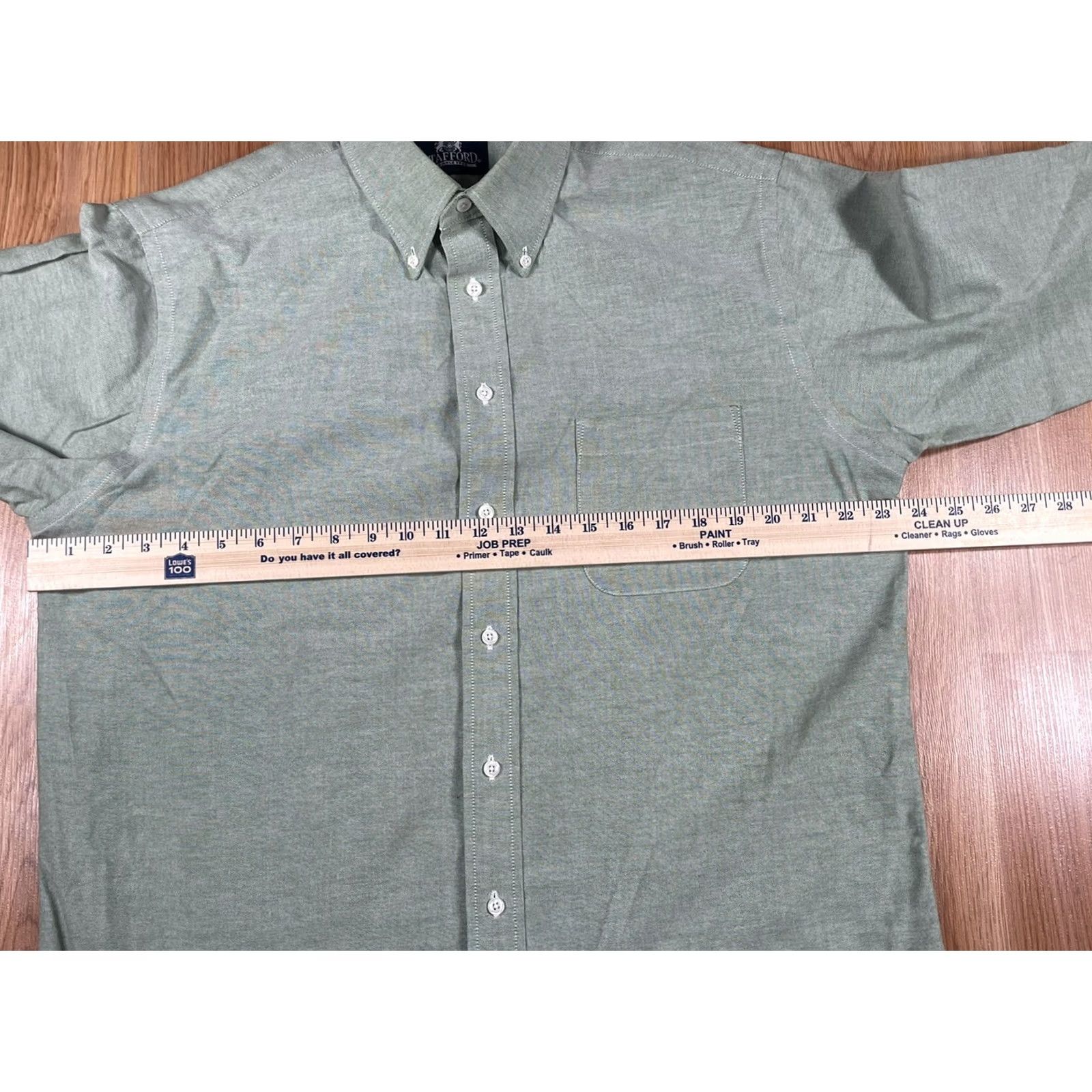 Stafford Stafford Shirt Mens 16 Green Dress Wrinkle Free Oxford Long Sleeve Button Down Size 42R - 5 Thumbnail