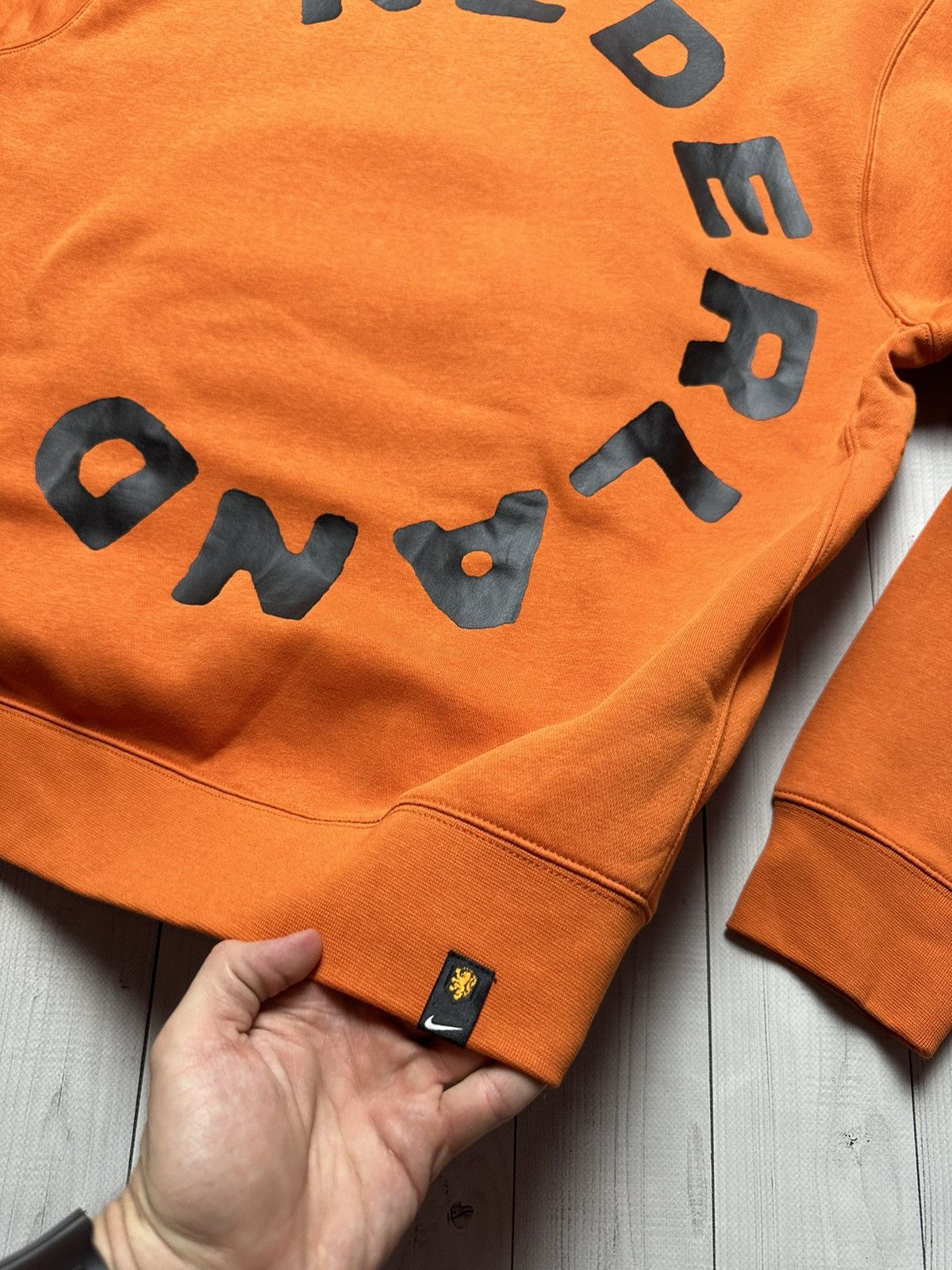 Vintage Nederland Nike soccer hoodie size XL orange big logo Size US XL / EU 56 / 4 - 6 Thumbnail