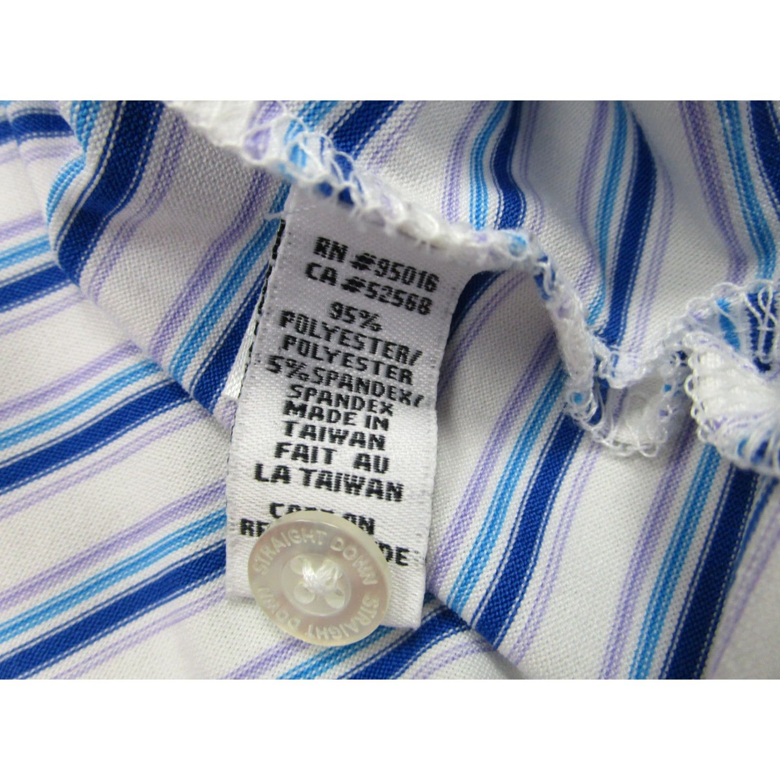 Vintage Straight Down Polo Shirt Golf Mens L Blue White Stripe Valencia Country Club Size US L / EU 52-54 / 3 - 7 Thumbnail