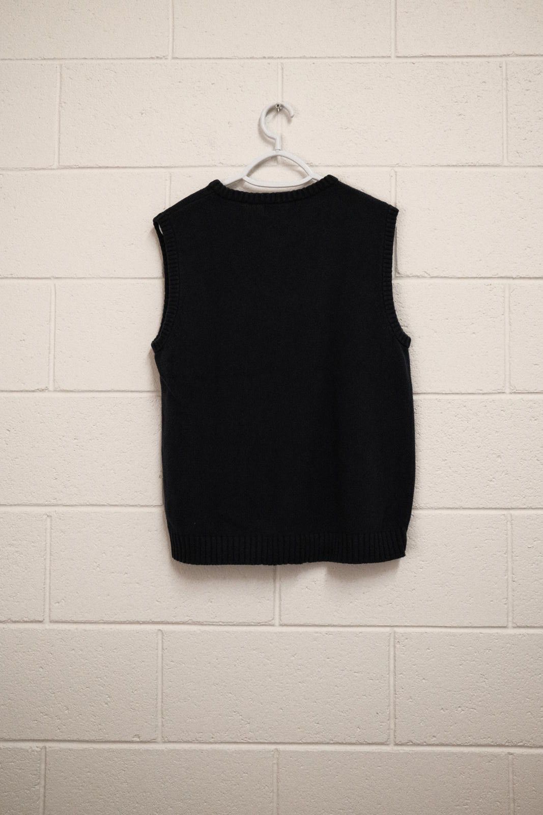 Chaps Chaps Men's Black Cotton V-Neck Sweater Vest Medium Size US M / EU 48-50 / 2 - 2 Thumbnail