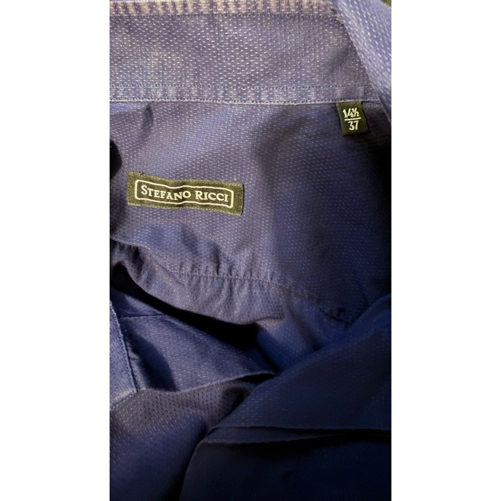 Stefano Ricci Stefano Ricci Textured Cotton Dress Shirt In Navy 46IT/36US Size US S / EU 44-46 / 1 - 9 Thumbnail