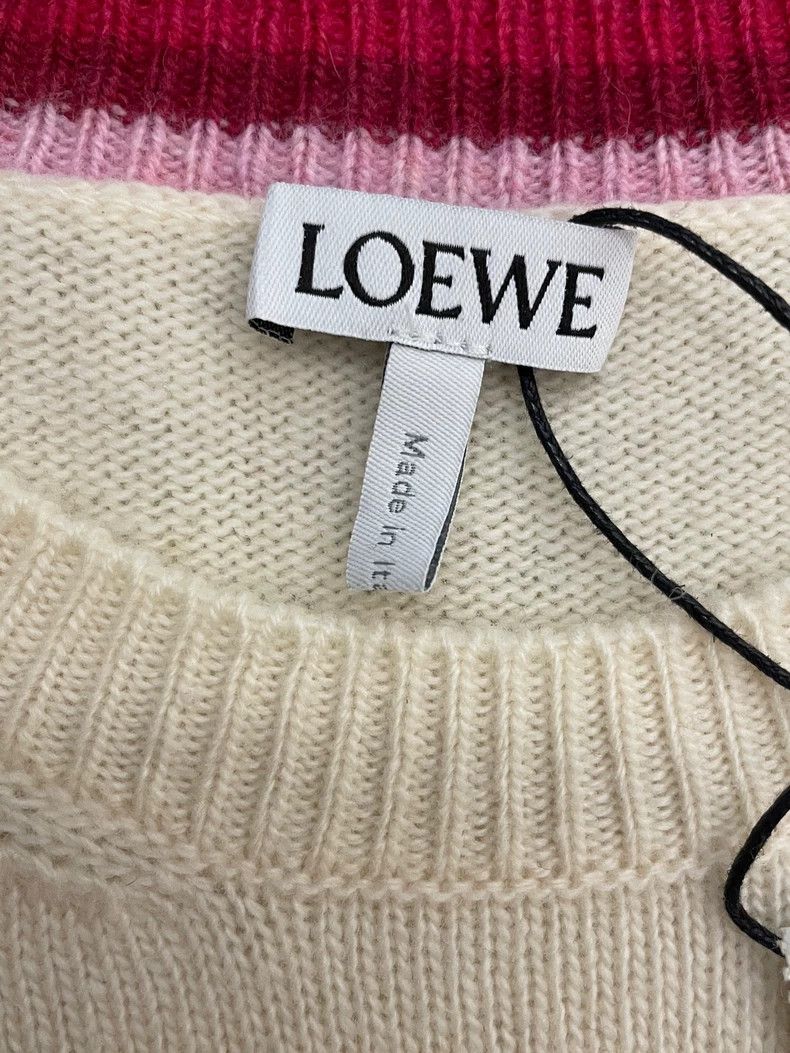 Loewe Loewe Off-white embroidered small Logo wool round neck swe Size S / US 4 / IT 40 - 5 Thumbnail