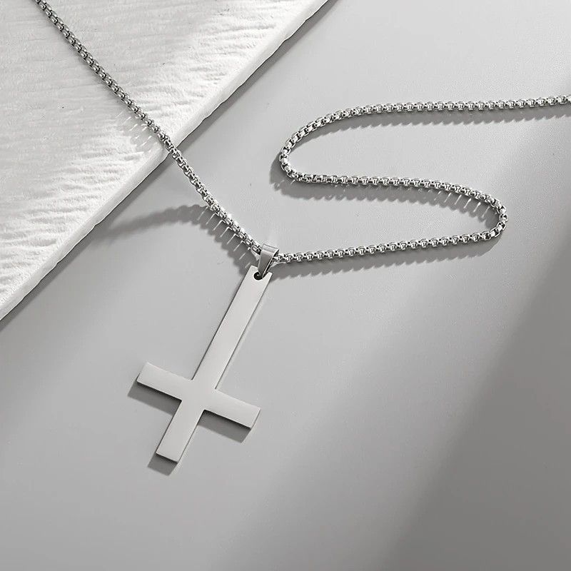 Other Silver Saint Peter's Cross Necklace Inverted Stainless Steel Size ONE SIZE - 7 Thumbnail