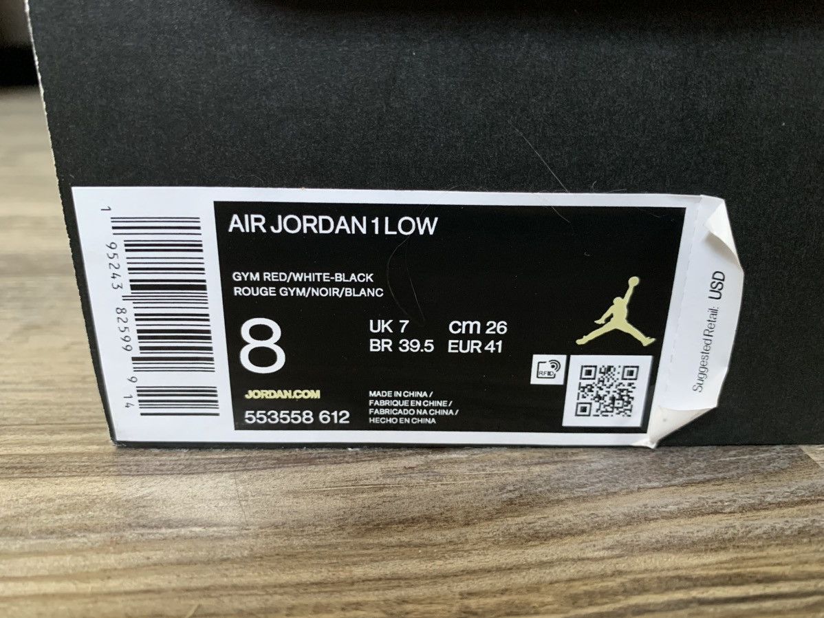 Jordan Brand Air Jordan 1 Low Bred Toe Size US 8 / EU 41 - 10 Thumbnail